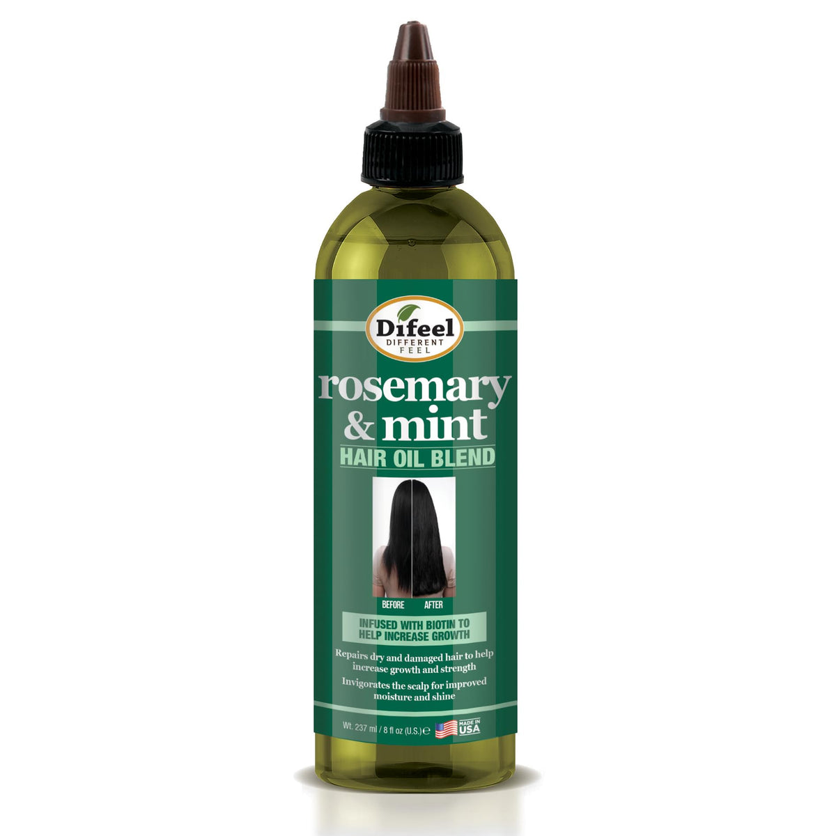 Difeel Rosemary and Mint Hair Oil Blend with Biotin 8 oz. - Made with Natural Mint & Rosemary Oil for Hair Growth