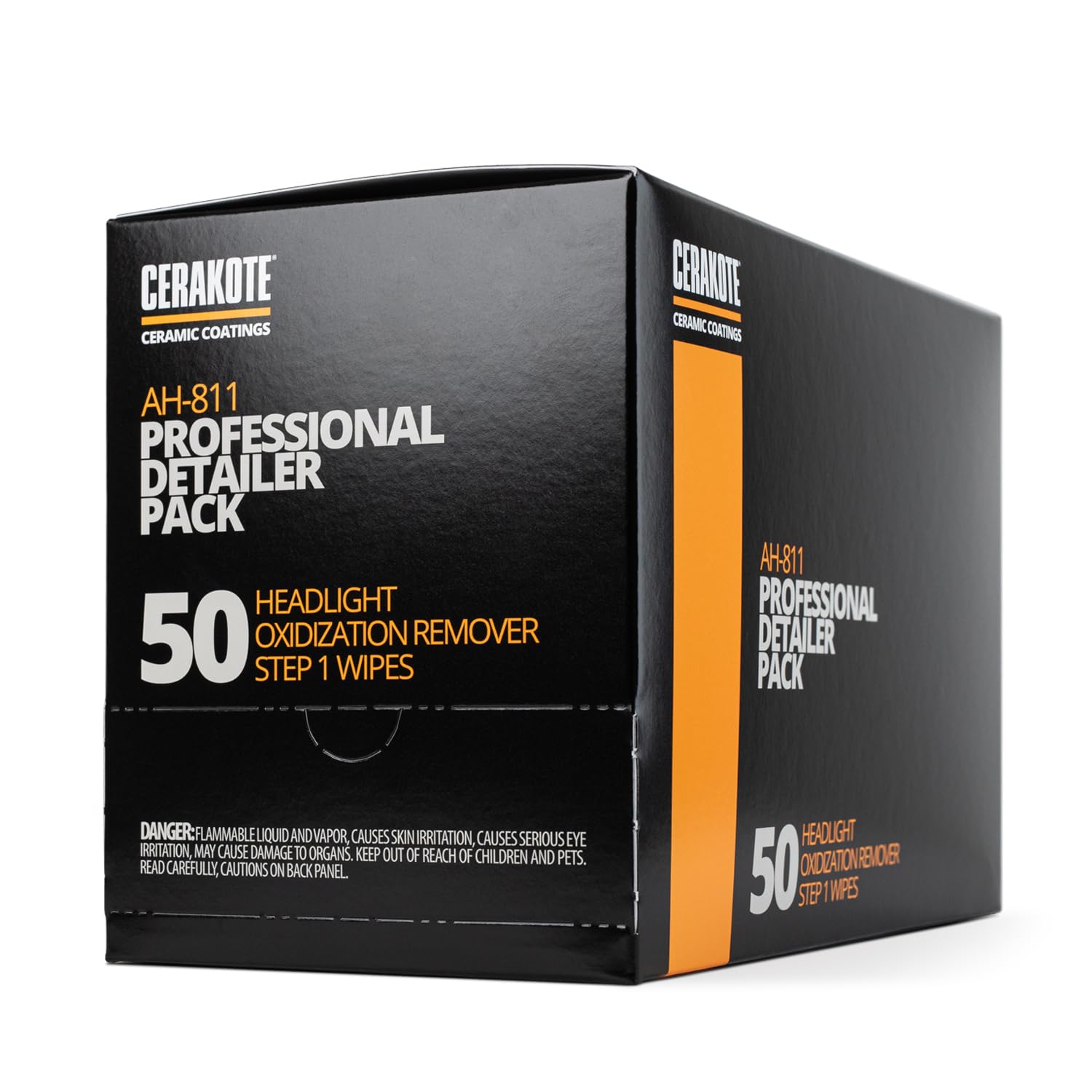 CERAKOTE® Ceramic Headlight Restoration Professional Detailer Pack (50 Step 1 Oxidation Removing Wipes) - Easily Remove Oxidation from Old and Faded Headlights