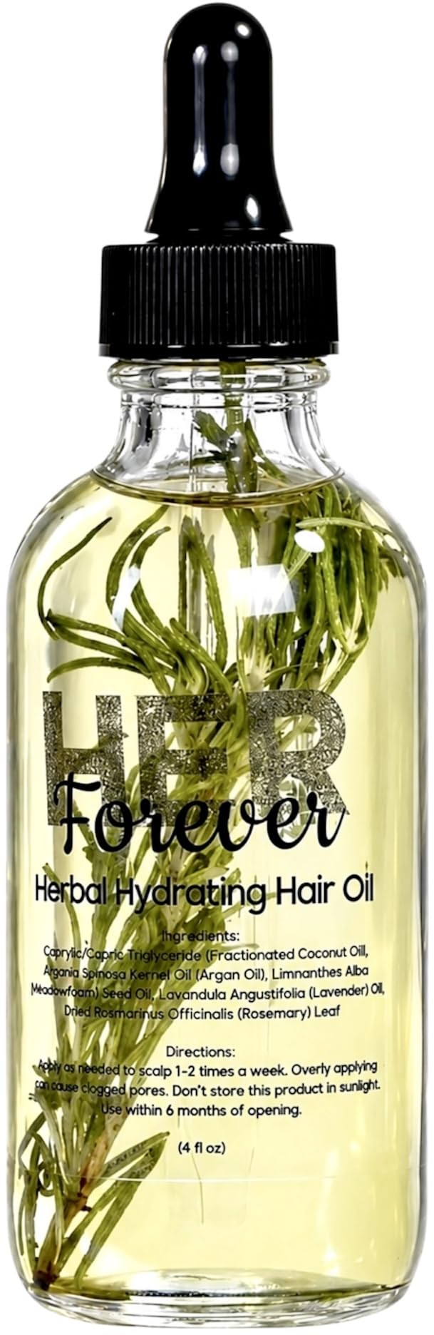 Forever Her Herbal Hydrating Hair Oil for All HER Hair Types – Rosemary, Lavender & Argan Oil for Dry Hair, Scalp Care & Edges, 4 fl oz