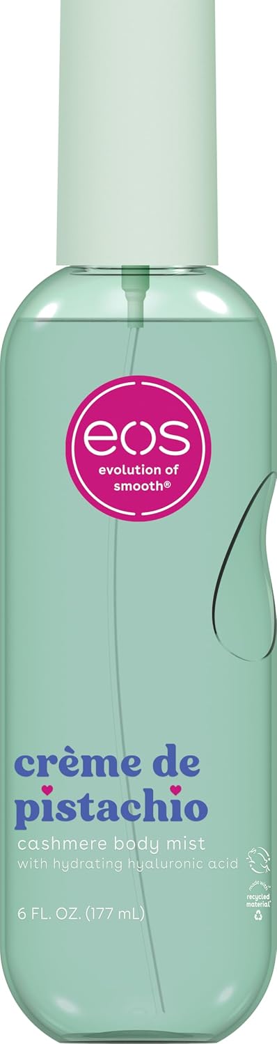 eos Cashmere Body Mist, Crème de Pistachio, body spray for women, hair mist, moisturizing, hyaluronic acid, glycerin, vegan, cruelty-free, 6 fl oz