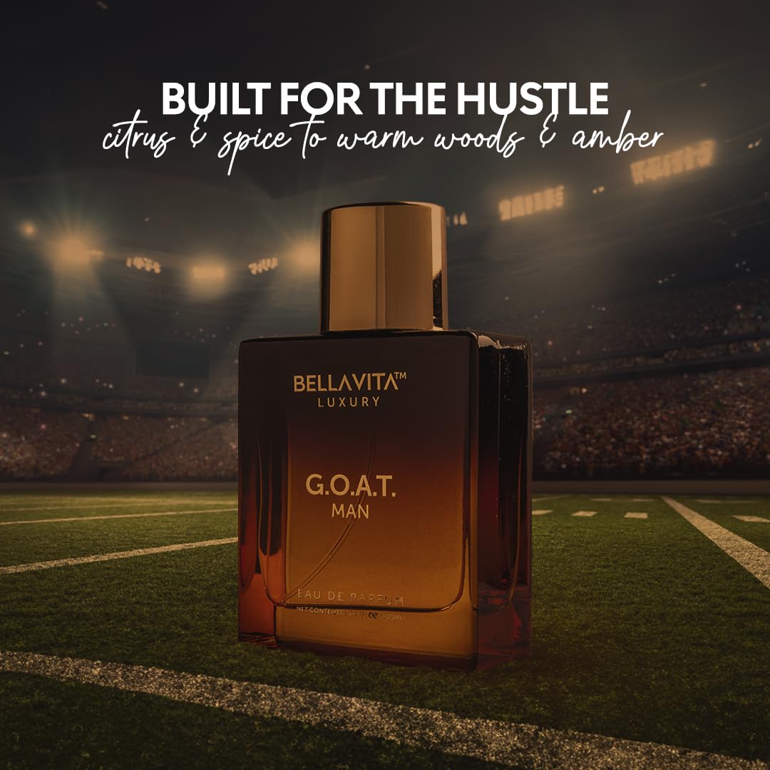 Bellavita Luxury G.O.A.T. Eau de Parfum | 100 ml (3.4 fl.oz.) | Perfume for Men | Citrus, Bergamot, Patchouli, and Vetiver Notes | Long Lasting Men's Fragrance