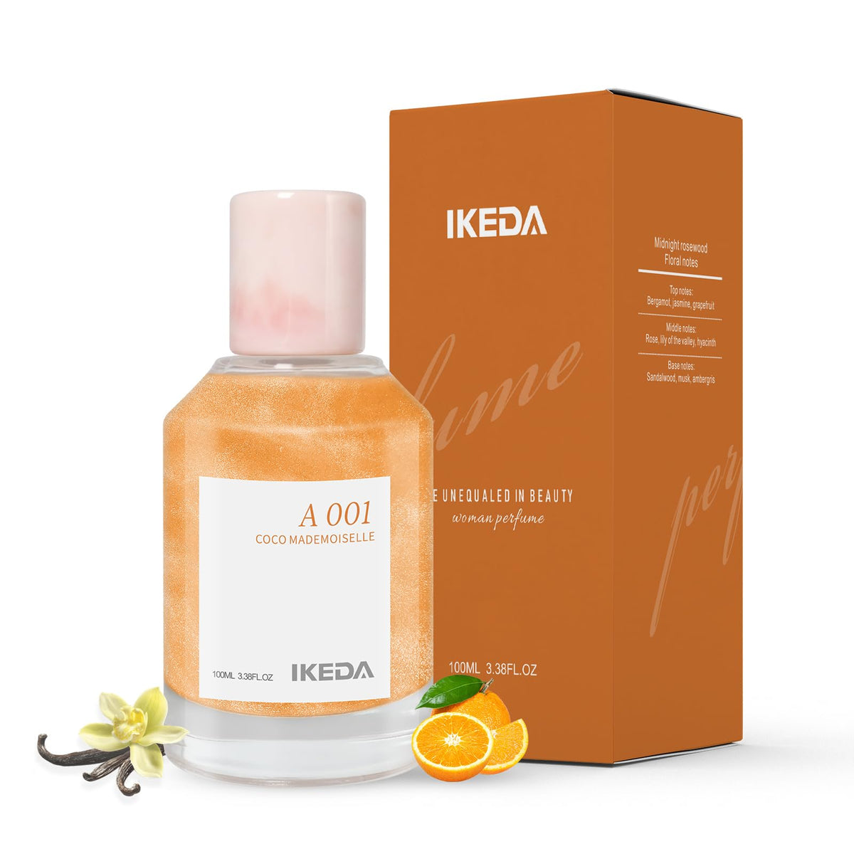 ikeda perfume Women Perfume,Mini Eau de Parfum,100ml 6h Long-Lasting Fragrance,Orange,Rose,Musk Sandalwood Scents, Light Flavor Perfumes de Mujer (Missing)