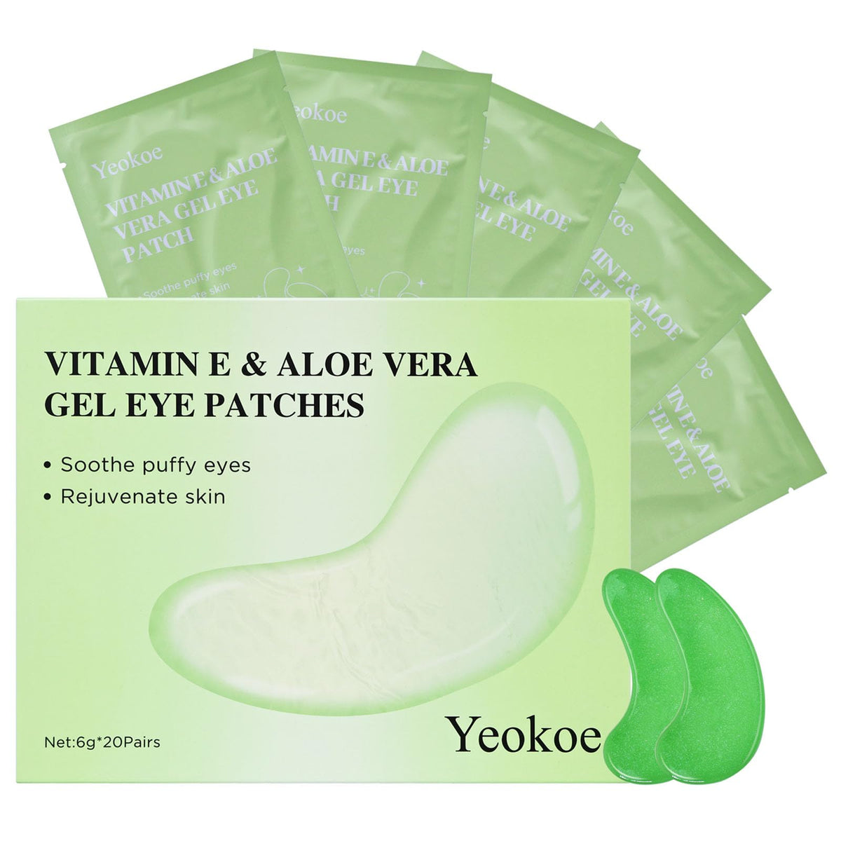 Yeokoe Under Eye Patches for Dark Circles,Puffy Eyes,20 Pairs Face Masks SkinCare With Vitamin E and Aloe Vera Gel for Rejuvenate