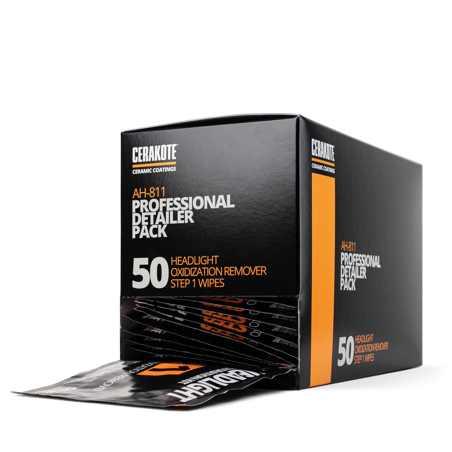 CERAKOTE® Ceramic Headlight Restoration Professional Detailer Pack (50 Step 1 Oxidation Removing Wipes) - Easily Remove Oxidation from Old and Faded Headlights