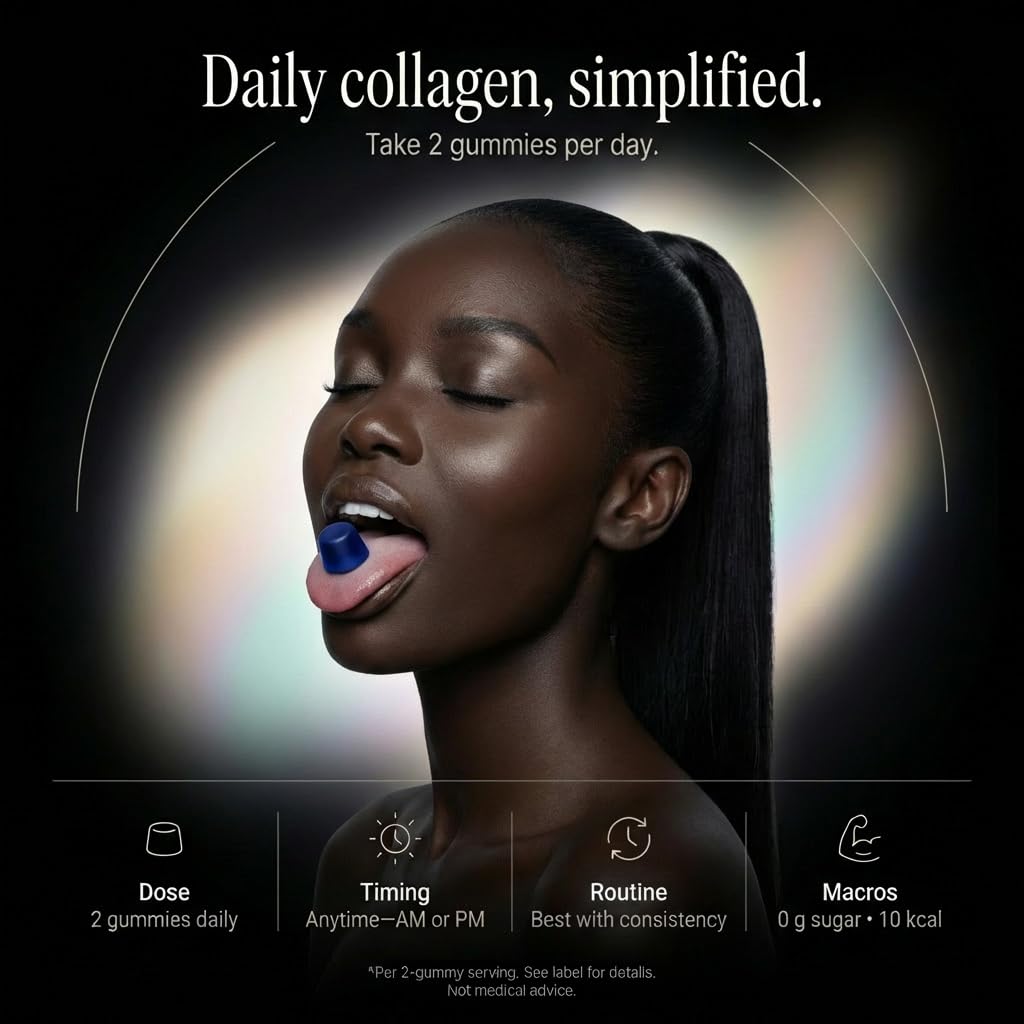 Collagen Peptides Gummies Sugar Free 3000mg Multi Collagen Blend for Hair Skin & Nails Support + 2500mg Keratin + 5000mcg Biotin, Hyaluronic Acid, Vitamin C & Zinc, 60 Gummies (Packaging May Vary)