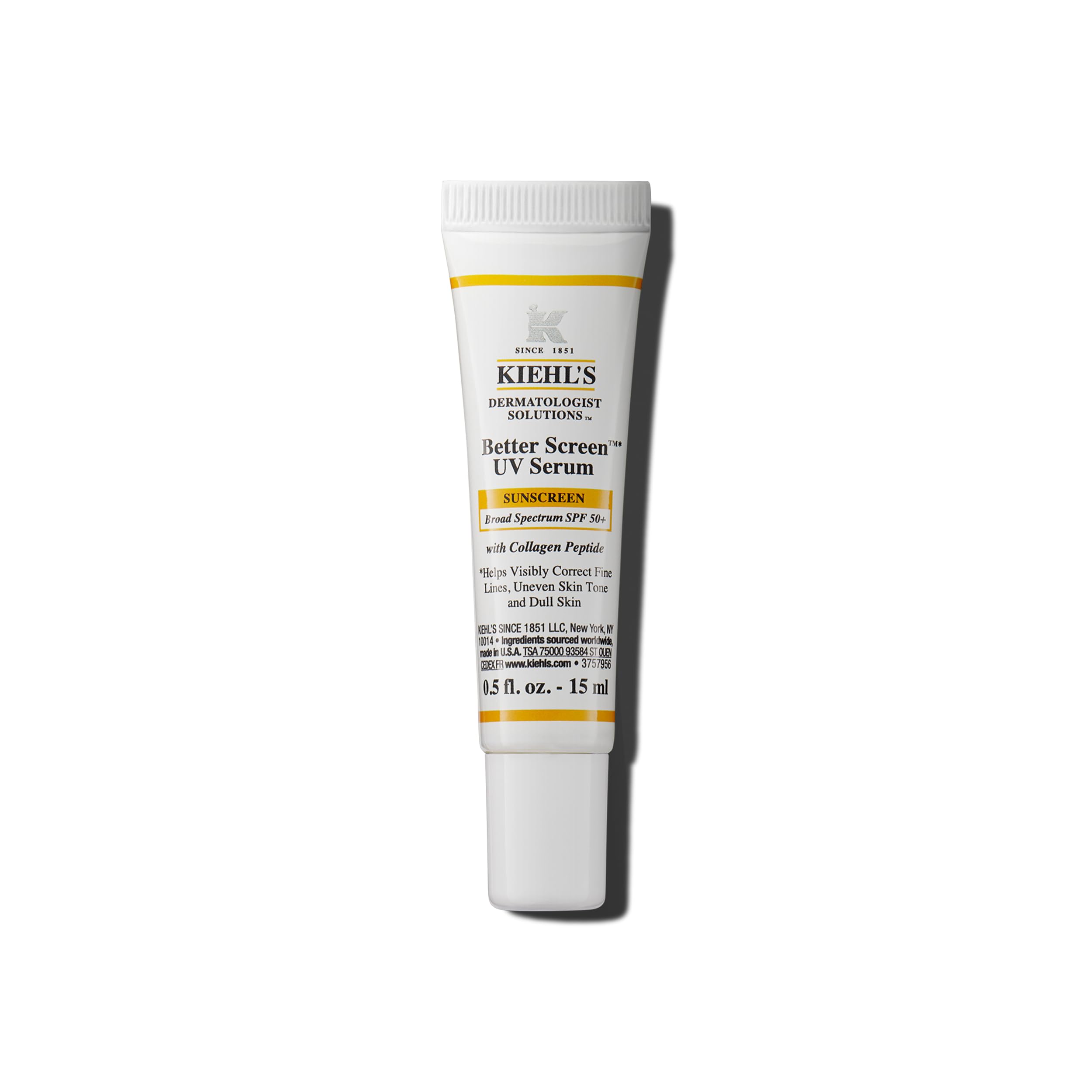 Kiehl's SPF 50+ Sunscreen Serum for Face, Better Screen Facial Sunscreen with Collagen Peptides, No White Cast, For All Skin Types, Shields UVA/UVB, Correcst Signs of Aging - Wrinkles & Smoothness