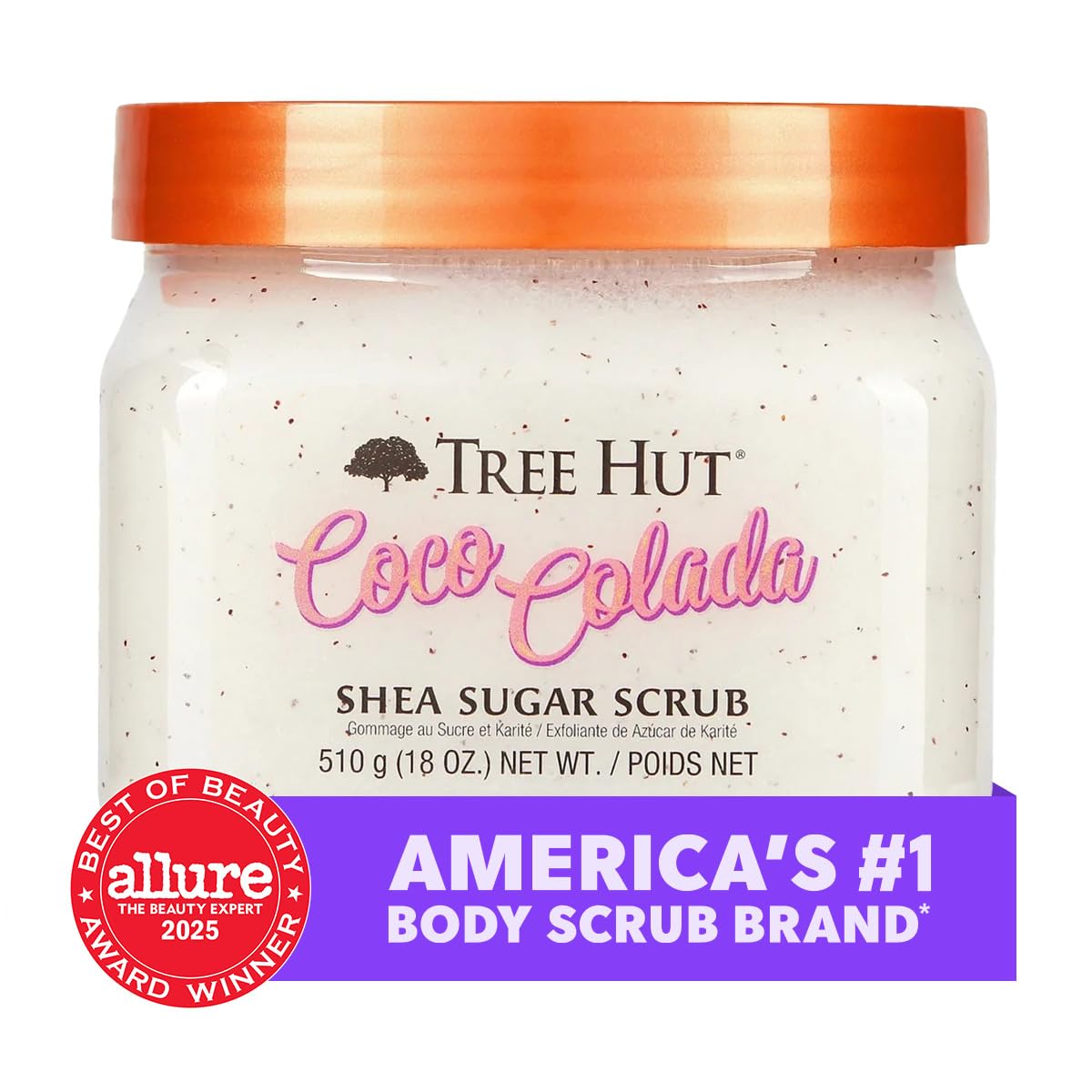 Tree Hut Coco Colada Body Scrub, Exfoliating & Hydrating Sugar Scrub with Shea Butter & Essential Oils, Smooth Skin, Body Exfoliator For All Skin Types, Self Care Gifts for Women, Vegan, 18 Oz
