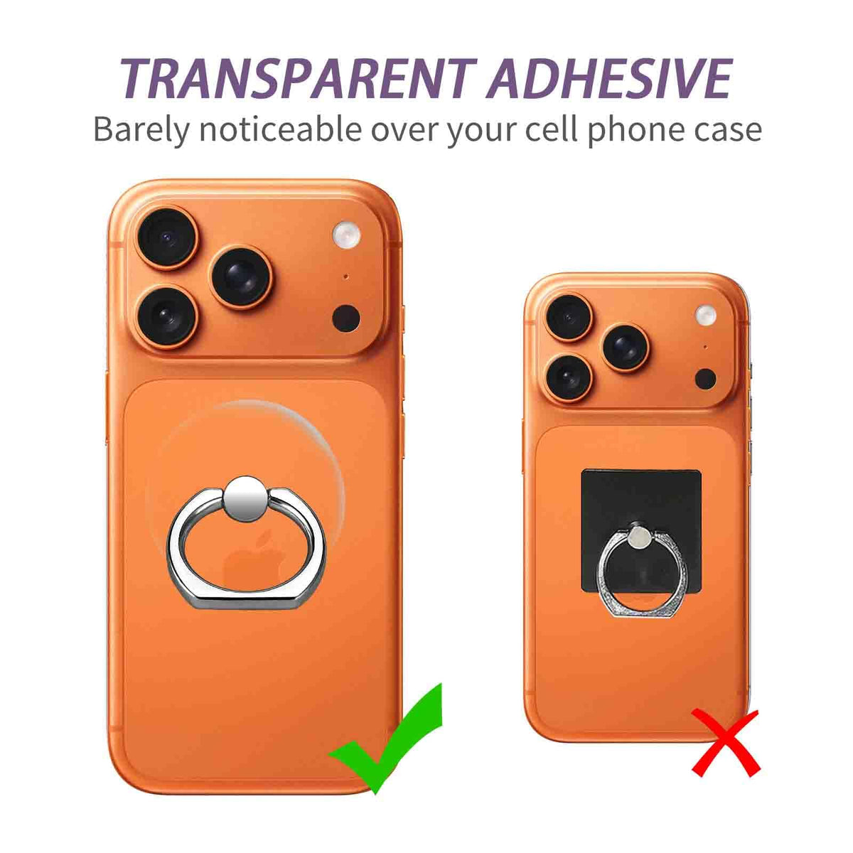 4 Pack Jsoerpay Cell Phone Ring Holder, Transparent Phone Ring 360°Rotation Finger Ring Stand, Clear Phone Ring Finger Kickstand Compatible with Most of Phones, Tablet and Case (2Silver+2Rose Gold)