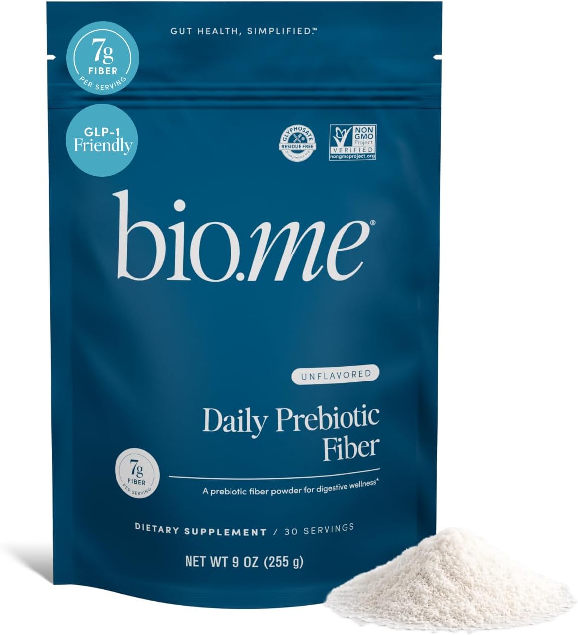 Bio.me Daily Prebiotic Fiber Powder - Unflavored, 30 Servings