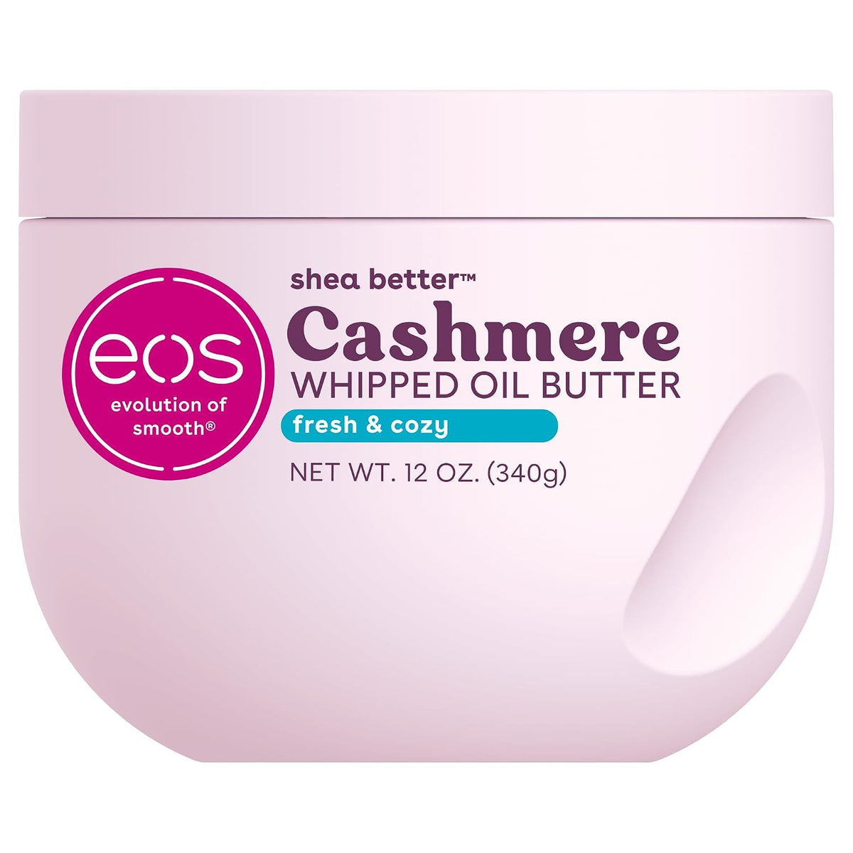 eos Cashmere Whipped Oil Body Butter, Fresh & Cozy, 72 Hour Weightless Moisture For Dry Skin, Rich Formula and Deep Hydration, Body Care, 12 oz
