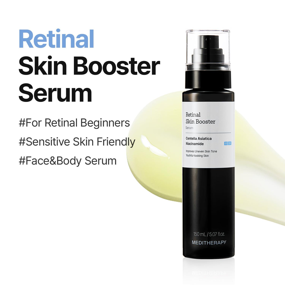 MEDITHERAPY Retinal Skin Booster Serum | Retinaldehyde, Niacinamide Anti-Aging Serum - K-Beauty Facial Serum for Fine Lines, Firming & Radiance | Hydrating Face Serum All Skin Types, 5.07 fl oz