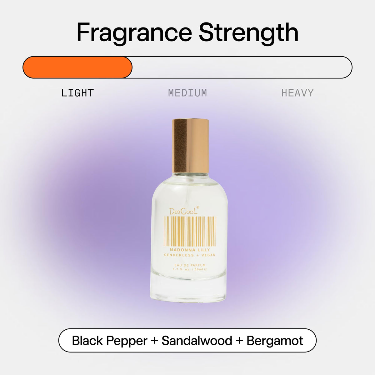 DedCool Eau de Parfum | Madonna Lilly | Black Pepper, Sandalwood & Bergamot | Clean Unisex Fragrance | Non-Toxic, Vegan | 1.7 fl oz