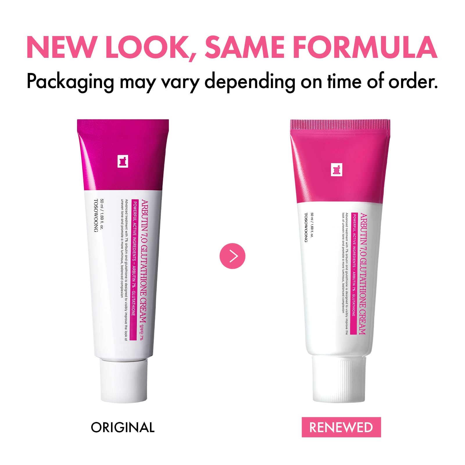 TOSOWOONG Arbutin 7% Glutathione Cream, 70,000ppm Arbutin + 5,001ppm Glutathione, Niacinamide, Dark Spots, Freckle, Blemishes, Pigmentation, Dullness, Uneven Tone, Korean Skin Care, 50ml, 1.69 fl.oz.