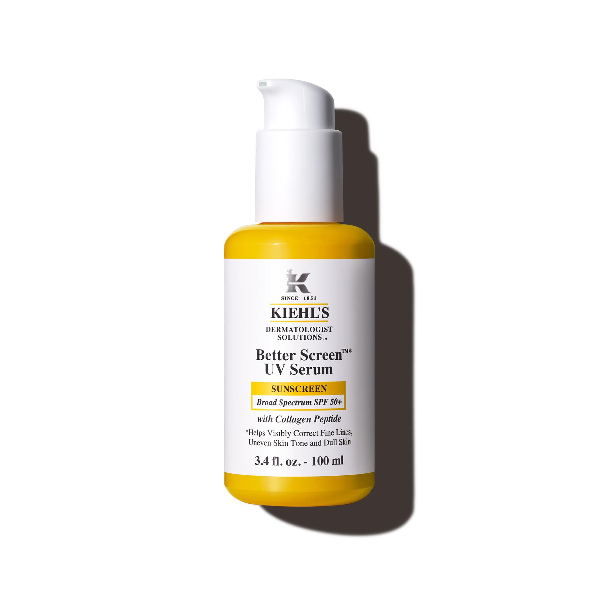 Kiehl's SPF 50+ Sunscreen Serum for Face, Better Screen Facial Sunscreen with Collagen Peptides, No White Cast, For All Skin Types, Shields UVA/UVB, Correcst Signs of Aging - Wrinkles & Smoothness