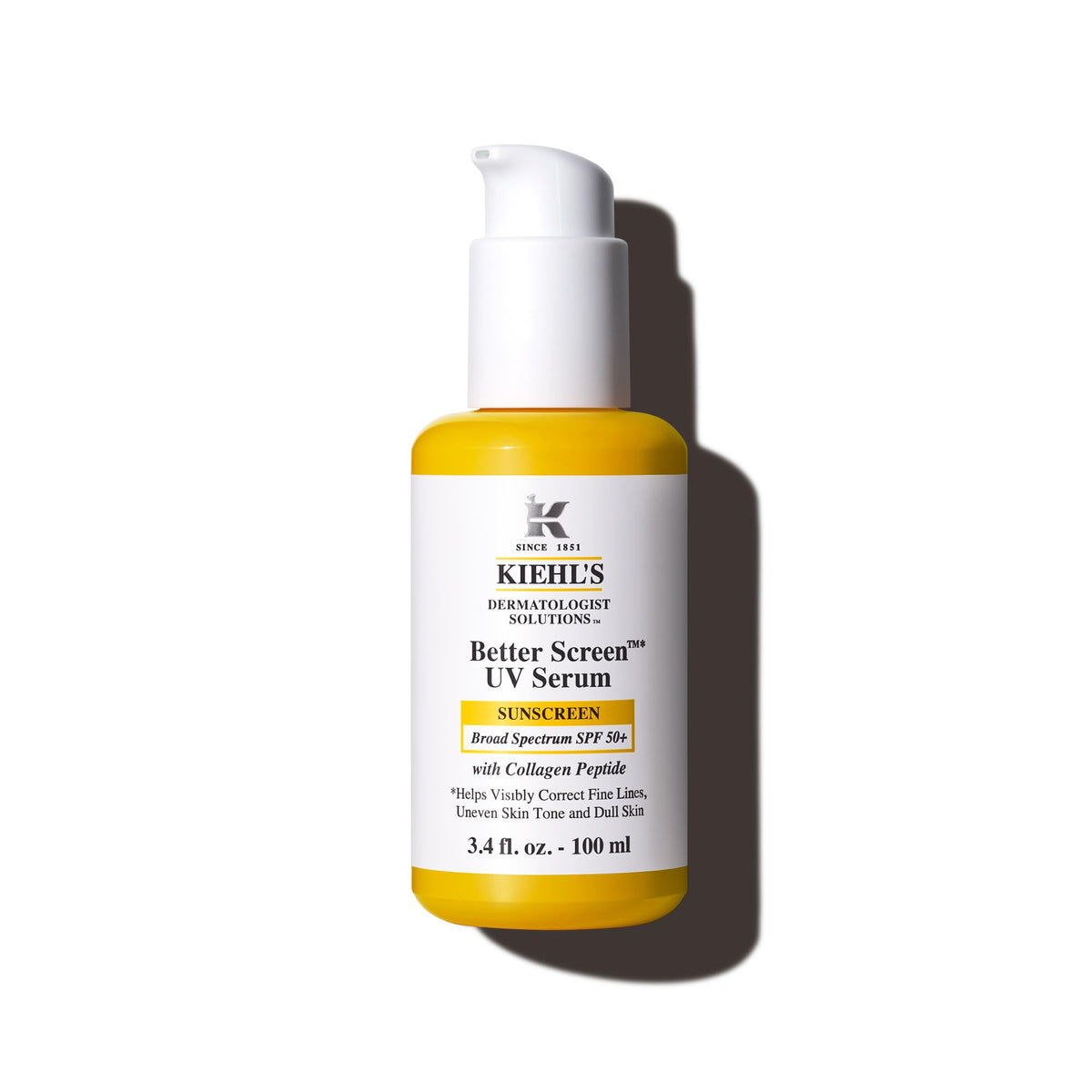 Kiehl's SPF 50+ Sunscreen Serum for Face, Better Screen Facial Sunscreen with Collagen Peptides, No White Cast, For All Skin Types, Shields UVA/UVB, Correcst Signs of Aging - Wrinkles & Smoothness