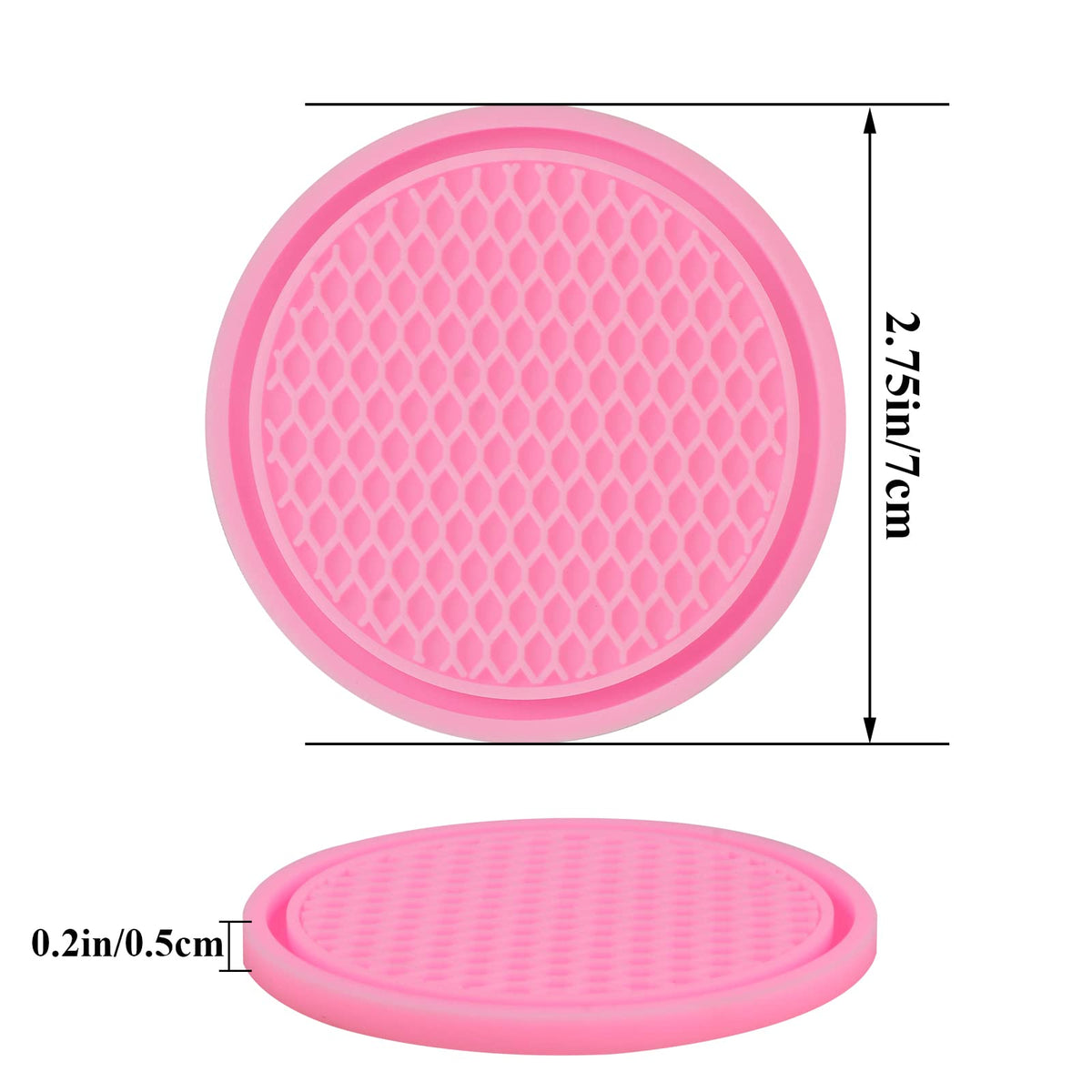 4 Pack Car Coasters, 2.75inch Universal Non-Slip Car Cup Holder Coaster for Car, PVC Cup Pad Mat Car Coasters for Cup Holders for Women (Pink)