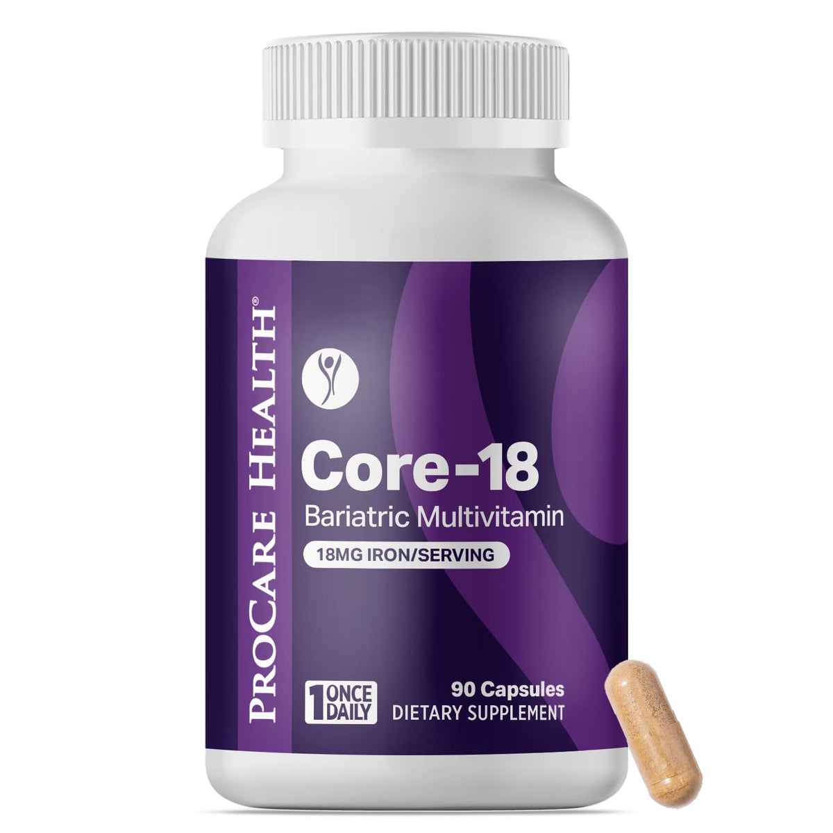 ProCare Health Bariatric Multivitamin with 18mg Iron (3 Month Supply) Post-Op Vitamins Bariatric Surgery Patients, Supports Recovery (90 Easy to Swallow Capsules)