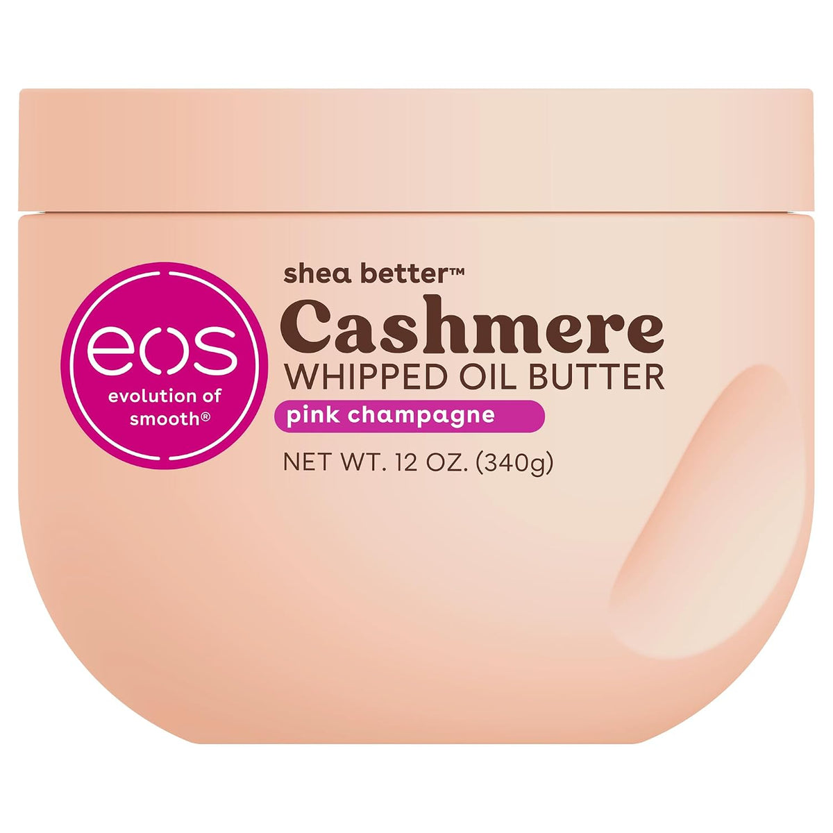 eos Cashmere Whipped Oil Body Butter, Pink Champagne, 72 Hour Weightless Moisture For Dry Skin, Rich Formula and Deep Hydration, Body Care, 12 oz