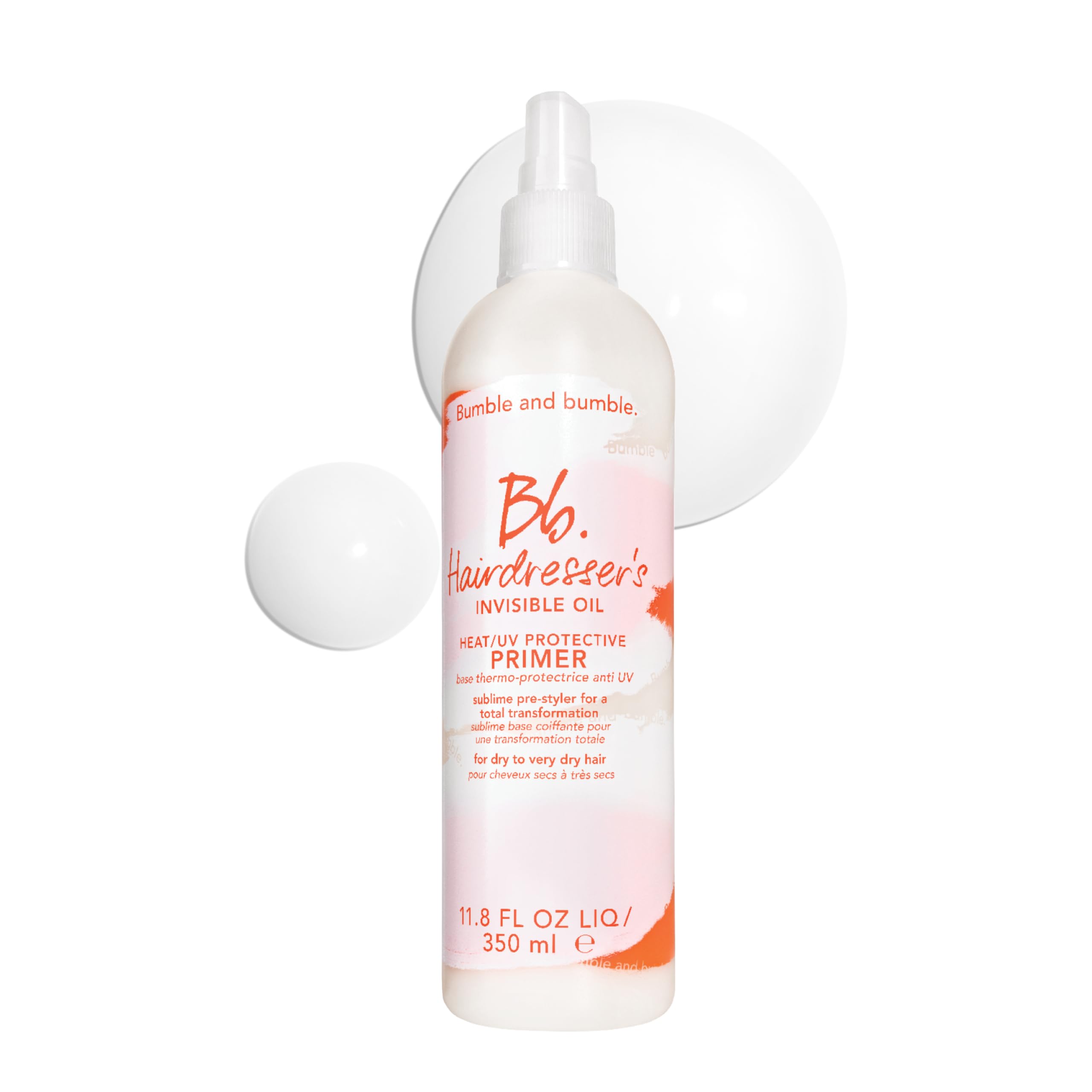Bumble and bumble. Hairdresser's Invisible Oil Heat/UV Protection Leave-In Conditioner Hair Primer | Hydrating, Anti Frizz, Color Safe | All Hair Types, Textures | With Argan + Coconut Oil, 11.8Fl Oz