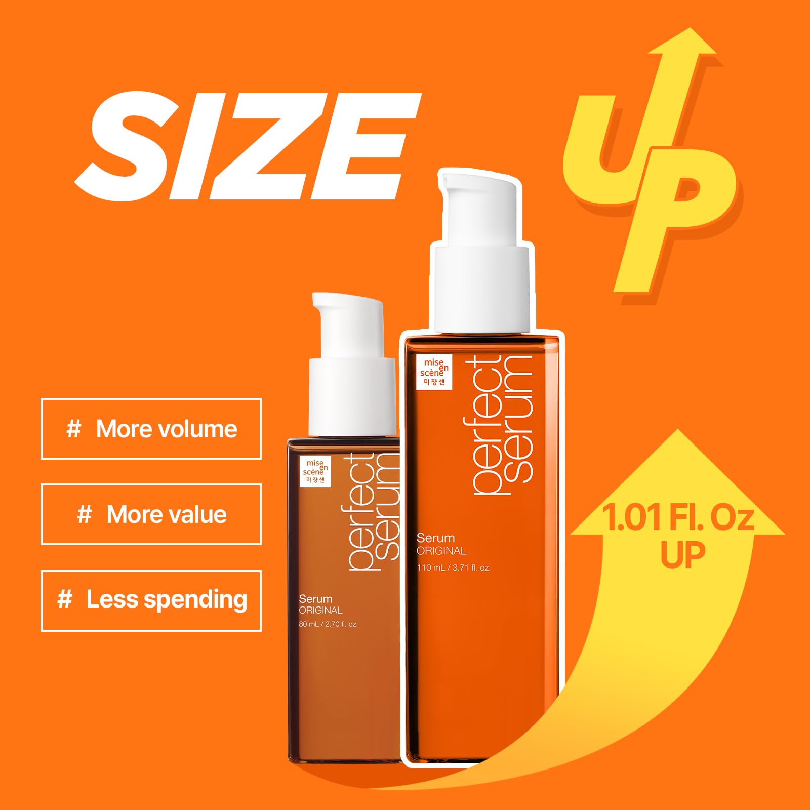 Mise En Scene Perfect Serum Original - Heat Protectant Hair Oil for Frizzy & Dry | Argan Oil | Visibly Smooths & Softens | Add Shine All Hair Types | Damage Repair | Fruity Floral Scent, 3.71 Fl Oz.