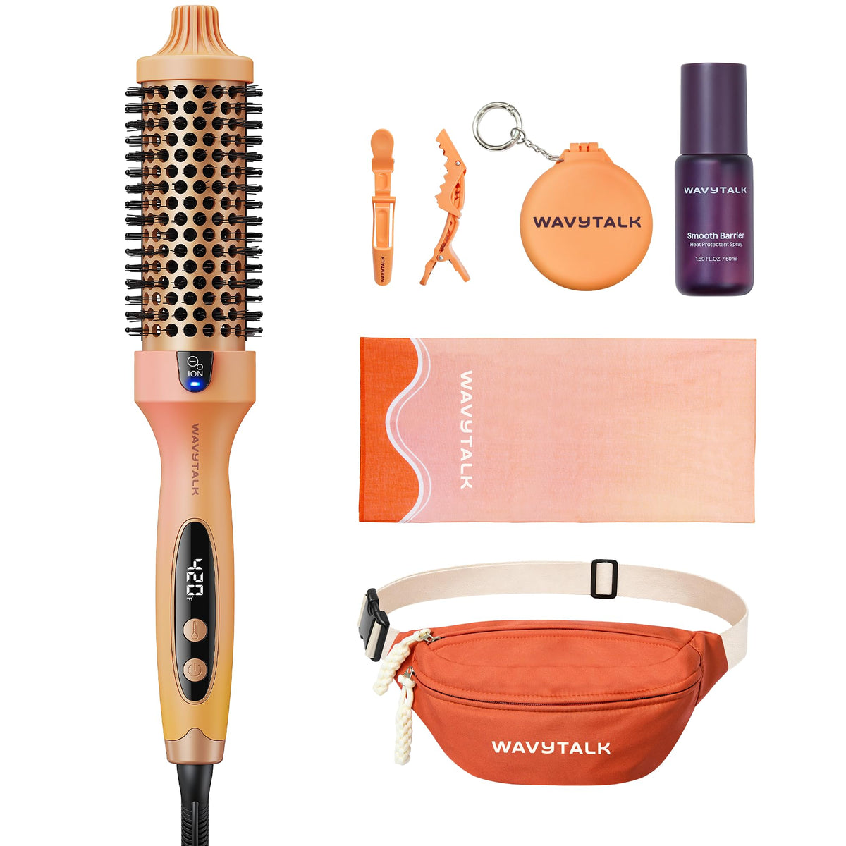Wavytalk VIP Volume Blowout Boost Festival Bundle, Thermal Brush 1.5 inch for Blowout Look, Tourmaline Ceramic Negative Ion Technology, 5 Temperature Settings Dual Voltage
