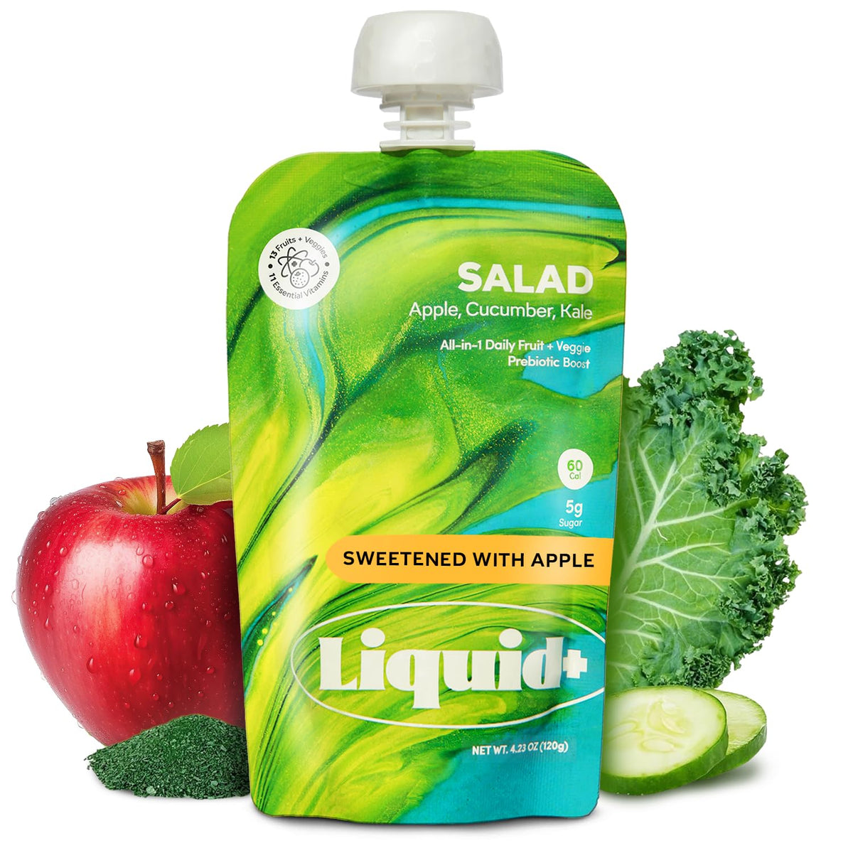 Liquid Salad, Sweetened with Apple Juice, High Fiber Superfood Pouches