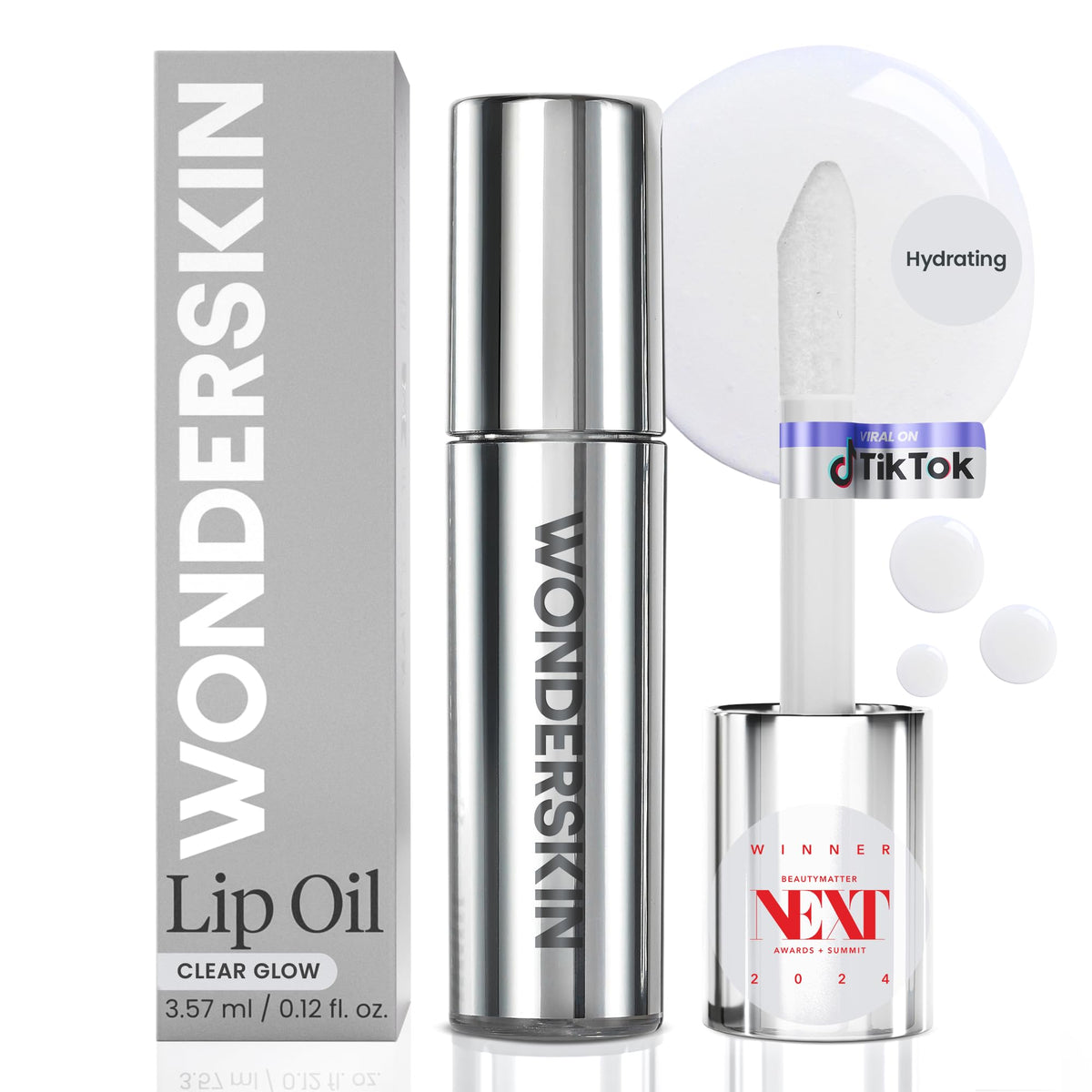 Wonderskin Lip Oil - Lip Rehab Serum Oil, Hydrating and Moisturizing Clear Serum for Dry Lips - Natural, Vegan and Non-sticky (Clear)