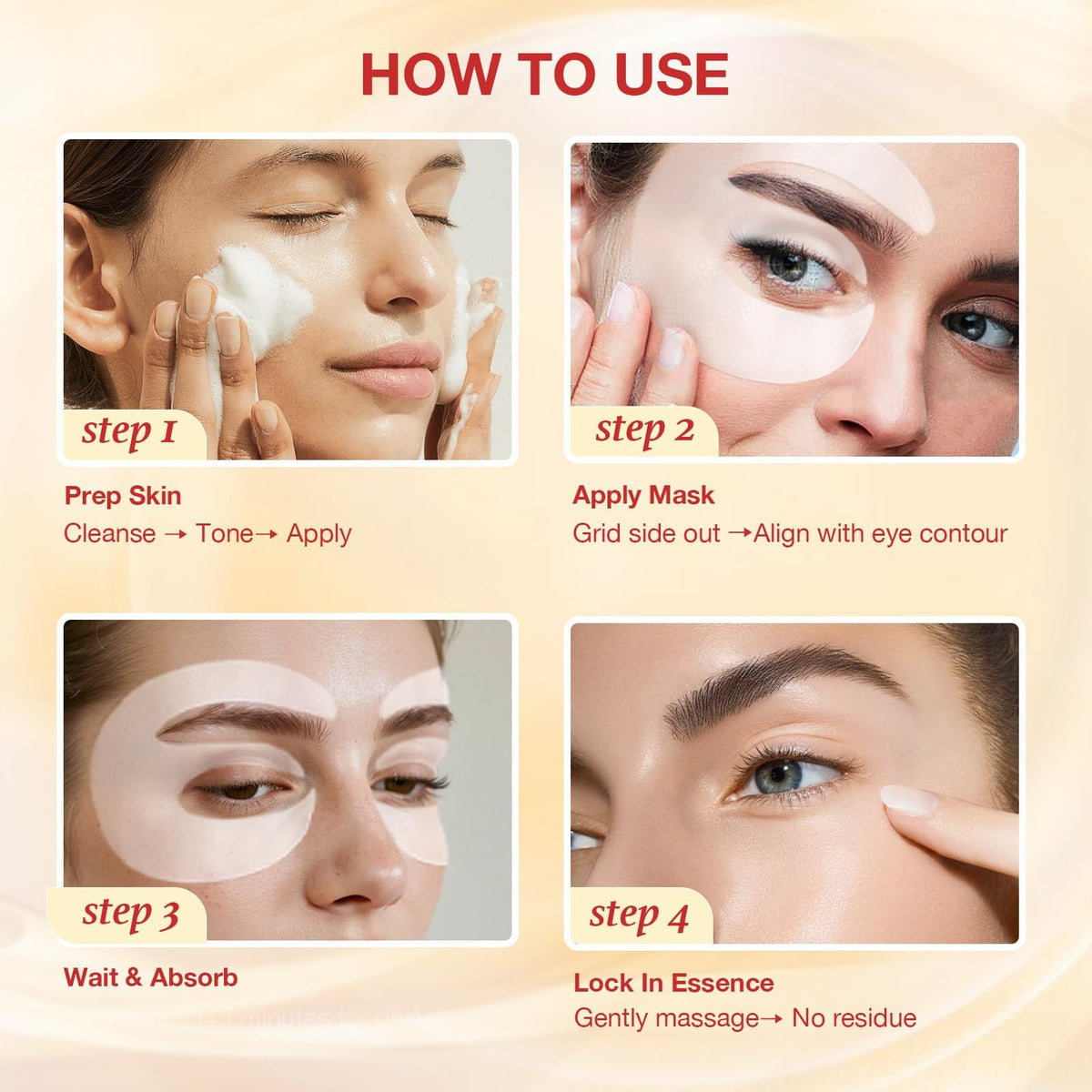 GONIM 360° Fit Under Eye Patches - Eye Mask with Collagen Peptide, PDRN & Retinol - Caffeine & Niacinamide Patches for Puffy Eyes & Dark Circles (8 Pairs)