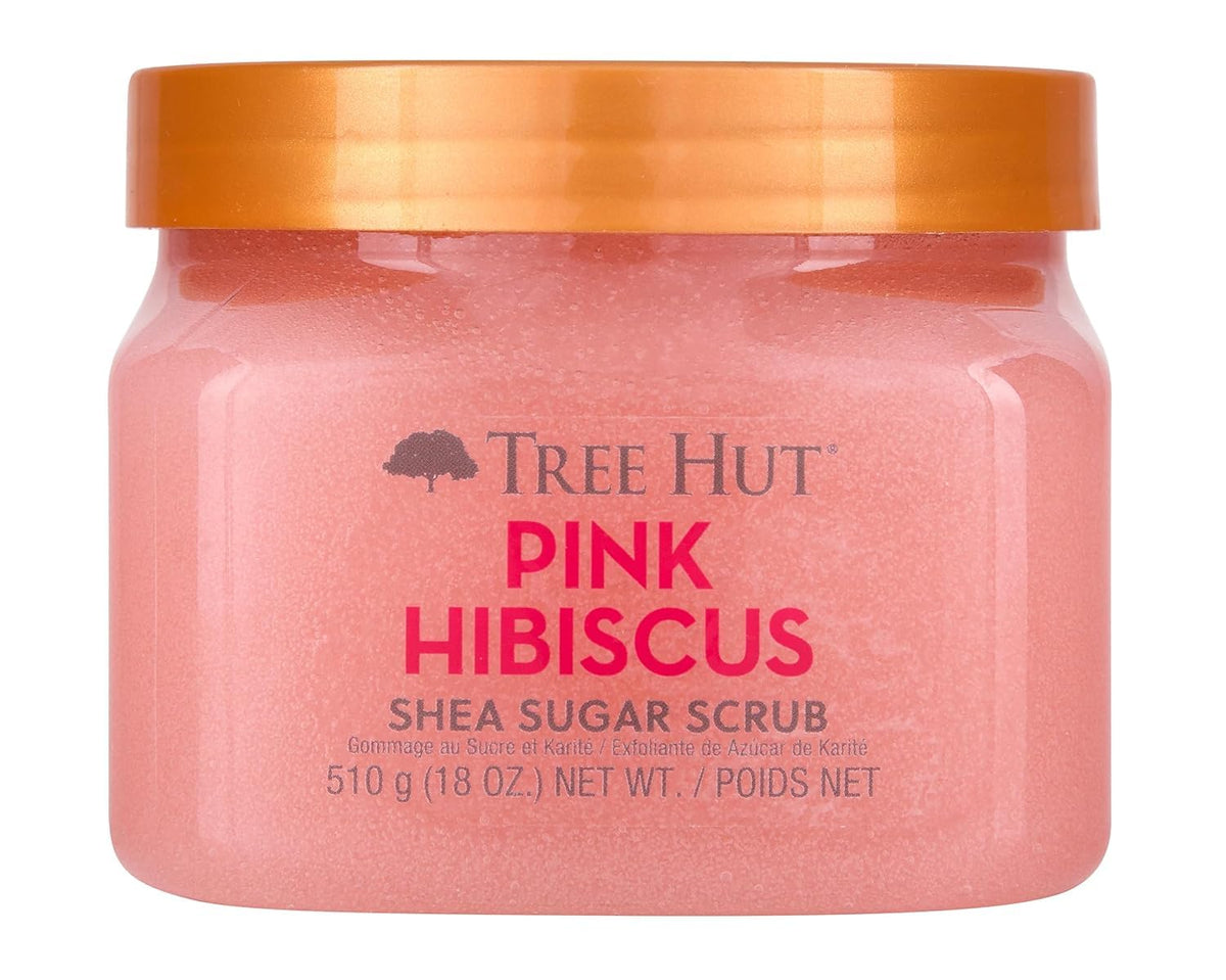 Tree Hut Pink Hibiscus Body Scrub, Exfoliating & Hydrating Sugar Scrub with Shea Butter & Essential Oils, Smooth Skin, Body Exfoliator For All Skin Types, Self Care Gifts for Women, Vegan, 18 Oz