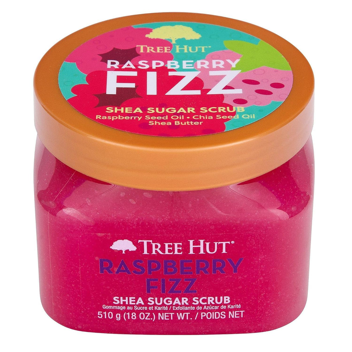 Tree Hut Raspberry Fizz Body Scrub, Exfoliating & Hydrating Sugar Scrub with Shea Butter & Essential Oils, Smooth Skin, Body Exfoliator For All Skin Types, Self Care Gifts for Women, Vegan, 18 Oz