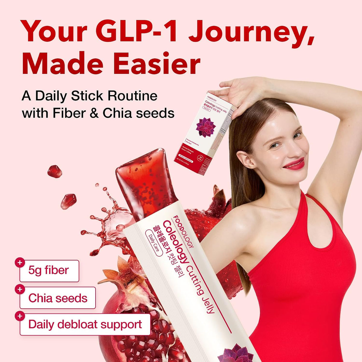FOODOLOGY Coleology Cutting Jelly, Slimming Jelly Pomegranate, 10 Sticks