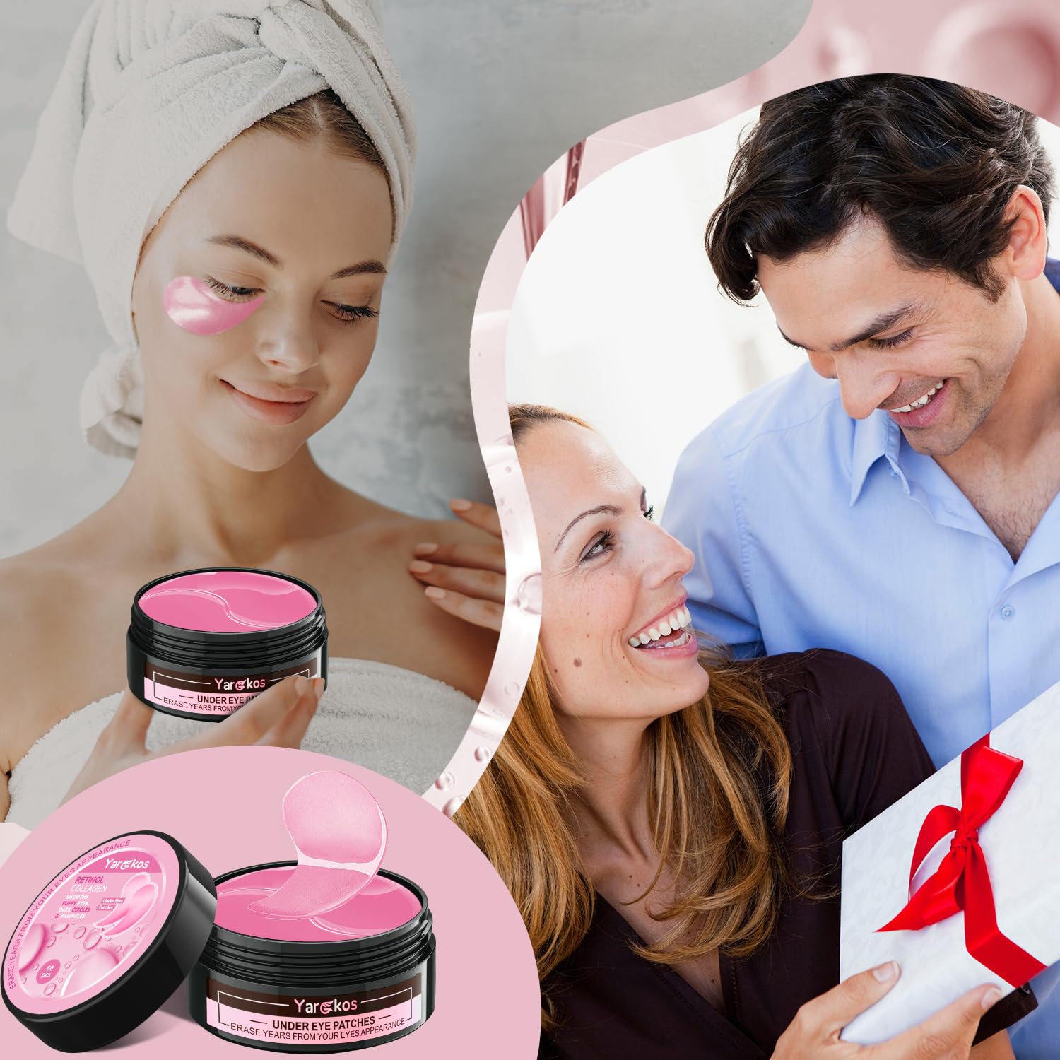 2 Packs Under Eye Patches Kit - 24K Gold & Pink Collagen (60 Pcs)