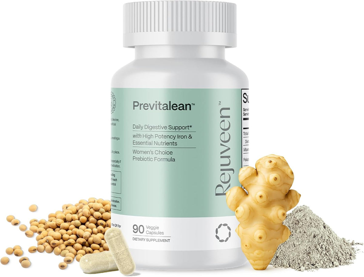 Previtalean | Prebiotic Fiber Supplement for Women | Supports Gut Health & Red Blood Cell Production | Contains Highly Bioavailable Iron, Folate & Vitamin B12 | 90 Ct, 30 Servings