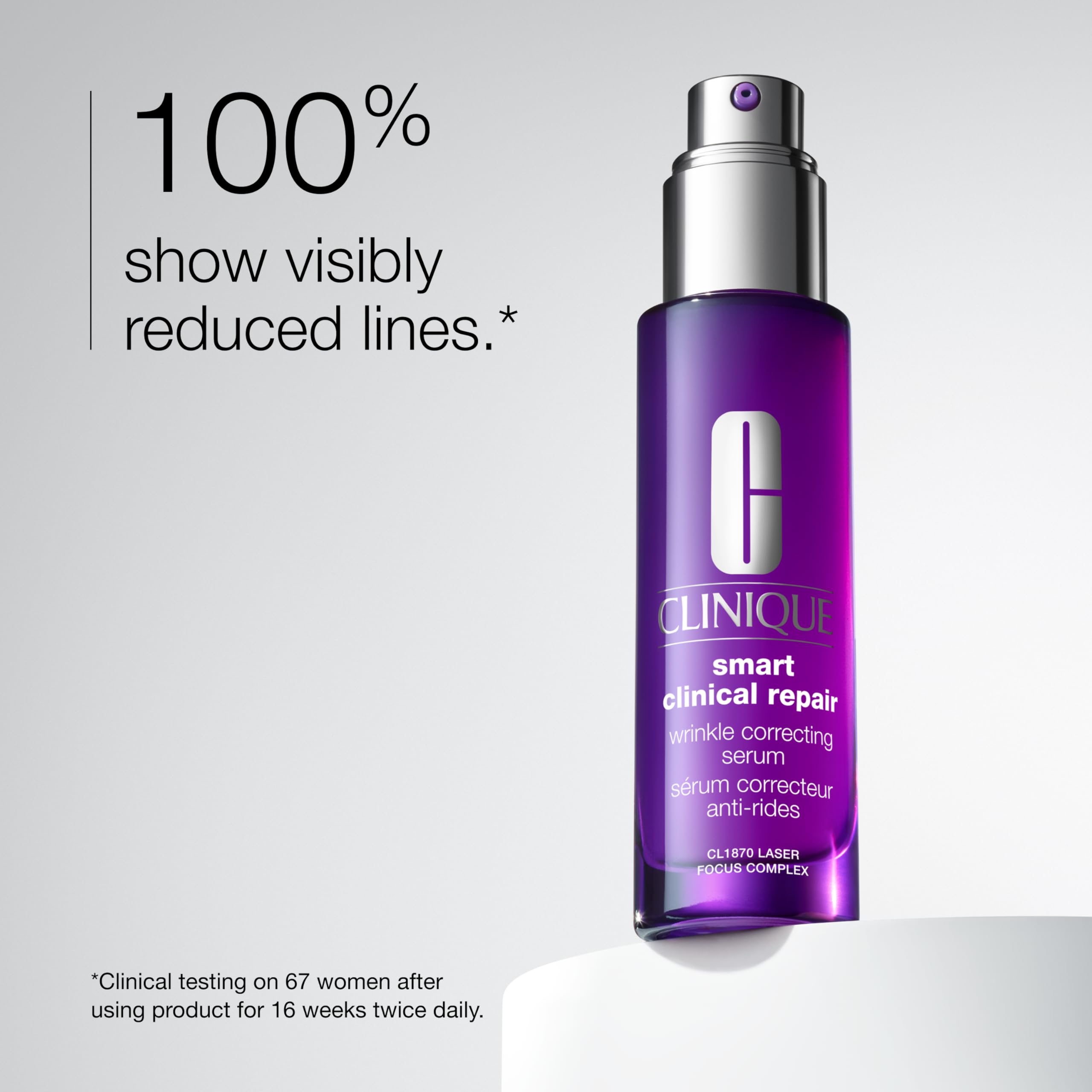 Clinique Smart Clinical Repair Wrinkle Correcting Anti Aging Face Serum With Hyaluronic Acid, Peptides + Advanced Retinoid Serum For All Skin Types | Hydrating, Mini Travel Size, 0.34 Fl Oz