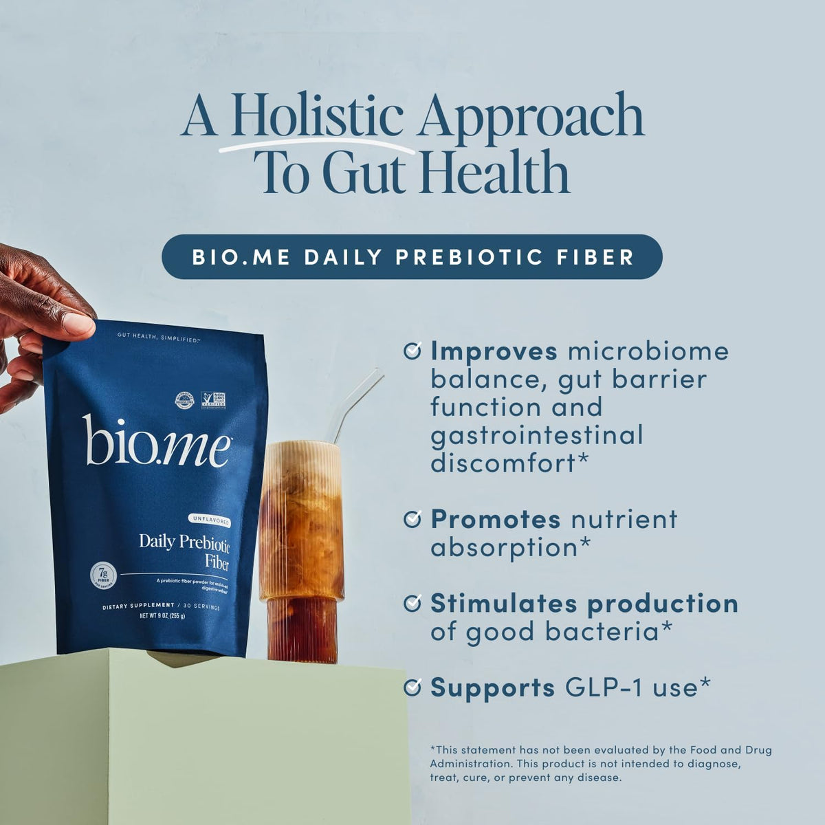 Bio.me Daily Prebiotic Fiber Powder - Unflavored, 30 Servings