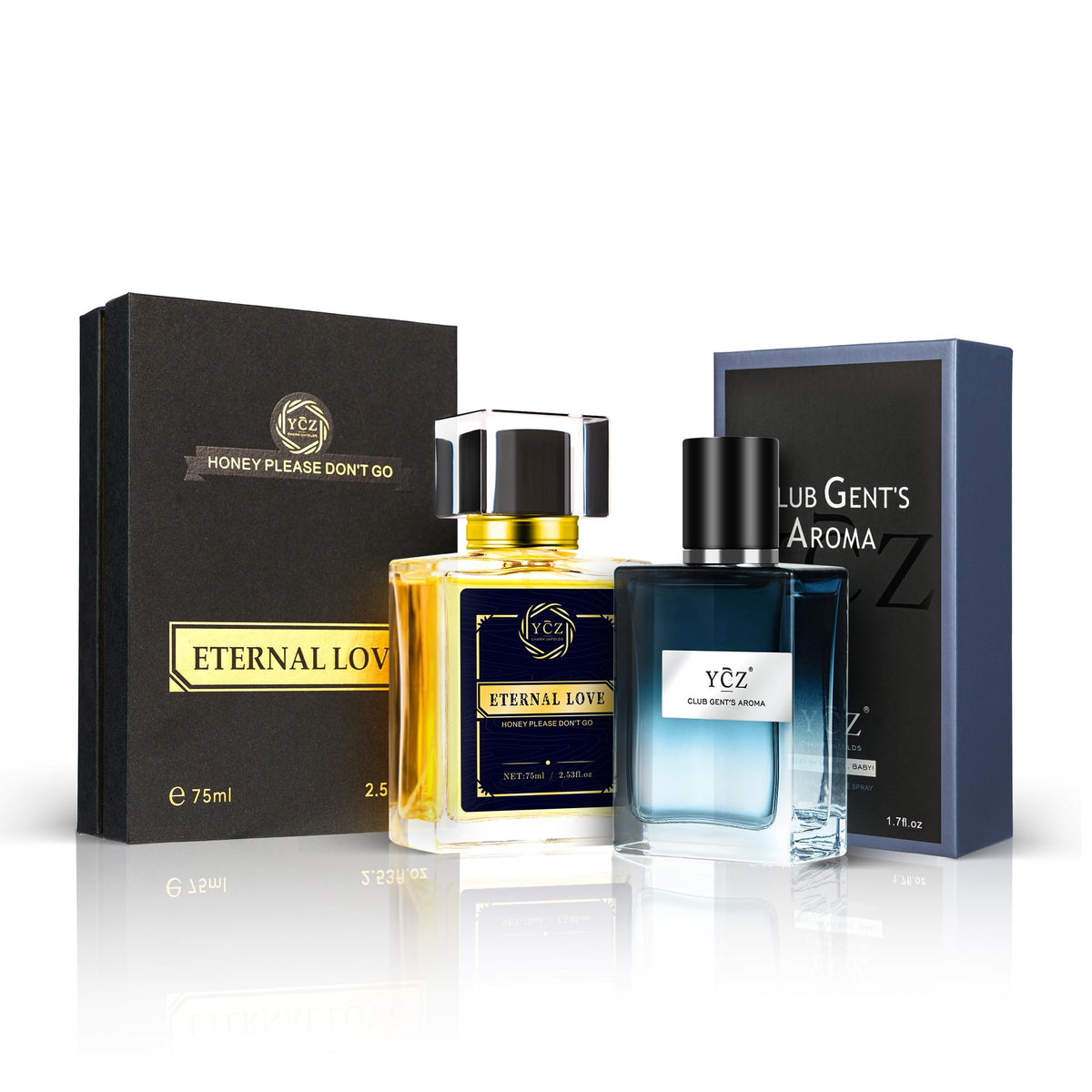 Ycz Cologne for Men Set, Pioneer & Midnight Fragrance Collection, 1.7 Oz Eau de Parfum, Spicy Woody Citrus Scent with Lemon Notes, Long Lasting Men's Cologne, Elegant Bottle Design, Gift Set for Men