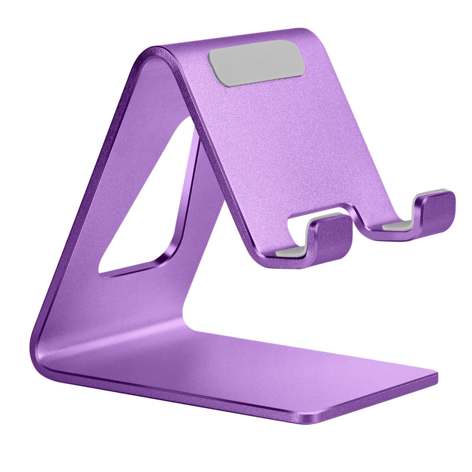 Aoviho Cell Phone Stand for Desk, Aluminum Phone Holder for iPhone 17 16 15 Pro Max, Samsung Galaxy, Stable Office Desk Accessories,Hands Free Stand for Office Home,Purple