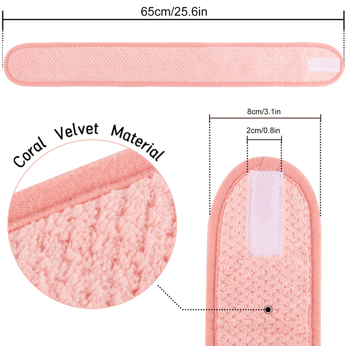 Whaline 4Pcs Spa Facial Headband Coral Fleece