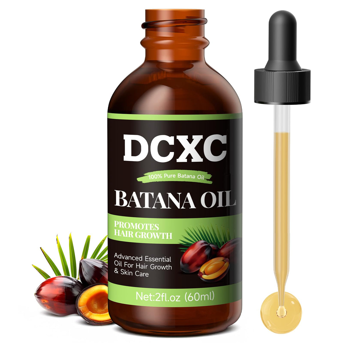 DCXC 100% Pure Batana Oil for Hair Growth - Natural Scalp Care & Hair Thickening Treatment | Revitalizes Damaged Hair, Reduces Breakage & Enhances Shine | Deep Conditioner for All Hair Types - 2oz