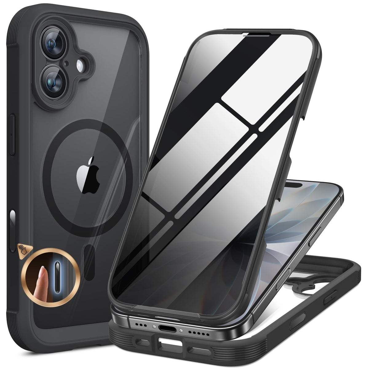 Miracase Magnetic for iPhone 17 Case with Privacy Screen Protector [Compatible with MagSafe],Full Camera Protection and Full Body Shockproof Bumper 17 Phone Cover 6.3", Black