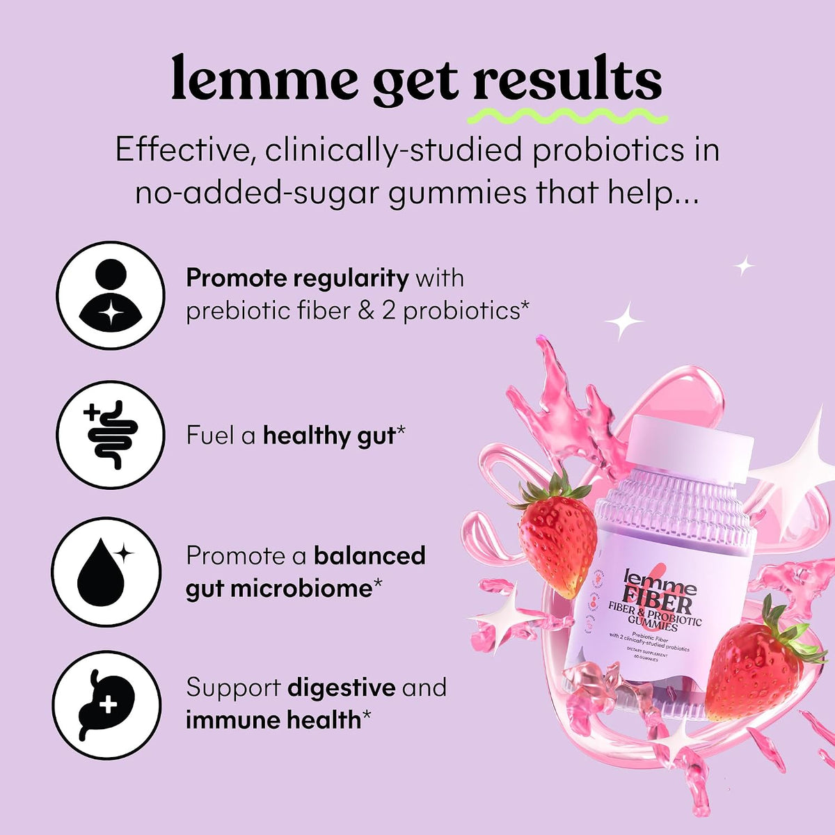 Lemme Fiber & Probiotic Gummies for Adults, 30-Day Supply