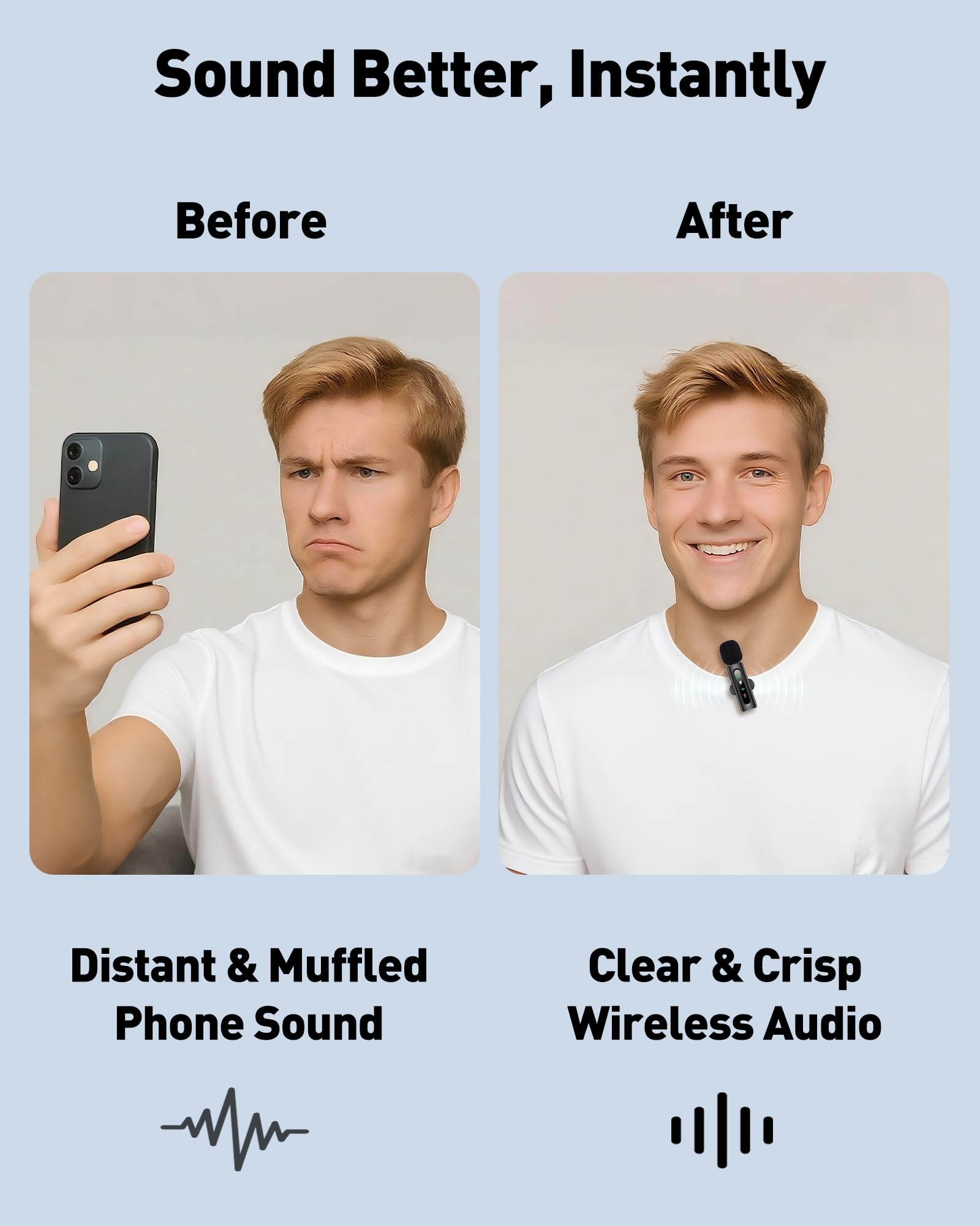 GoorDik Wireless Lavalier Microphone for iPhone Recording Clip-on Mini Mic for iPhone/for iPad Video Recording with Rotatable Clip&Denoise Recording, Portable Mic Set for Content Creators