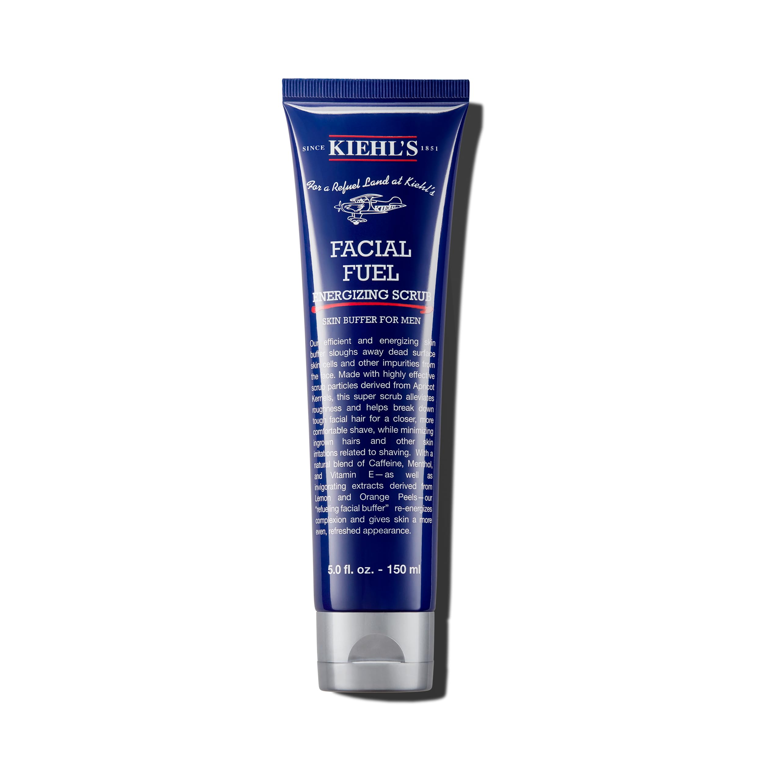 Kiehl's Facial Fuel Exfoliating Face Scrub, Facial Cleanser for Men, Smooths Skin & Removes Dead Skin, Dirt & Oil, Helps Soften Tough Facial Hair, with Caffeine, Menthol, Vitamin E - 5.0 fl oz