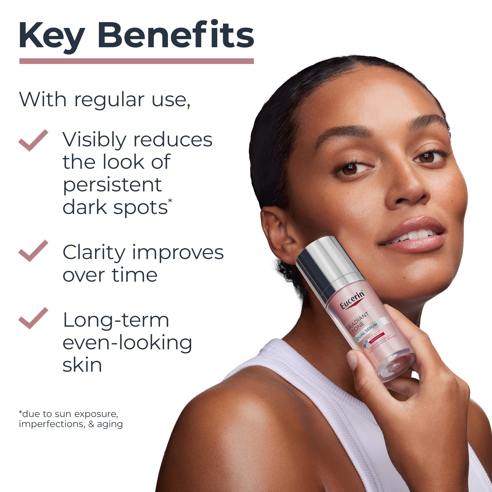 Eucerin Radiant Tone Dual Serum Dark Spot Corrector, Dark Spot Serum with Thiamidol and Hyaluronic Acid, 1 Fl Oz Bottle