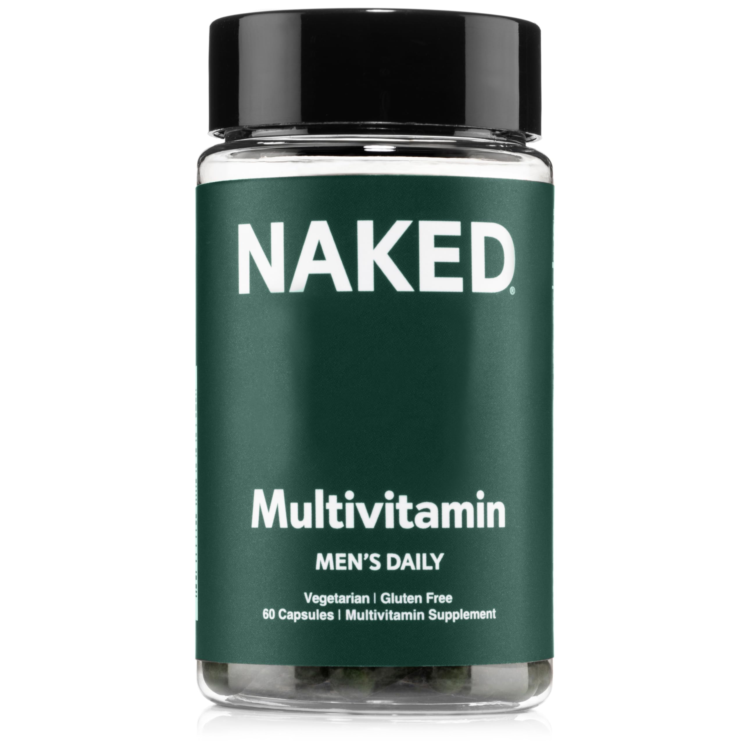 NAKED Men’s Multi – Daily Multivitamin for Men – A, C, E, Selenium, Zinc, Fruit and Super Green Extracts and More to Boost Immune Support – Gluten-Free and Vegetarian Daily Vitamins – 60 Capsules
