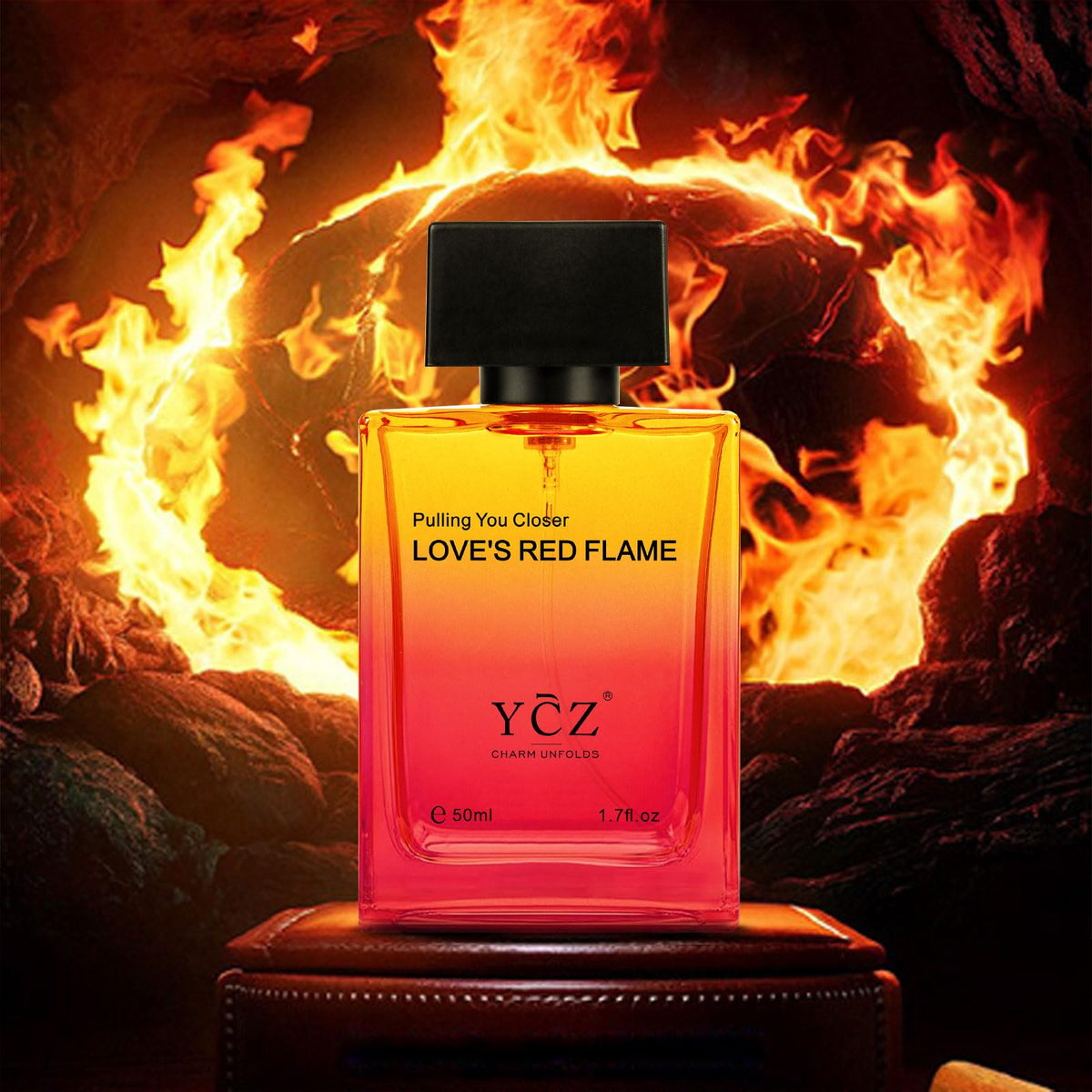 Ycz LOVE'S RED FLAME Men's Perfume 1.7 oz, Gradient Red Flame Bottle for Passionate Love Perfume, Spicy Woody Signature Long-Lasting Fragrance - Ideal Men Perfumes for Special Occasions Daily