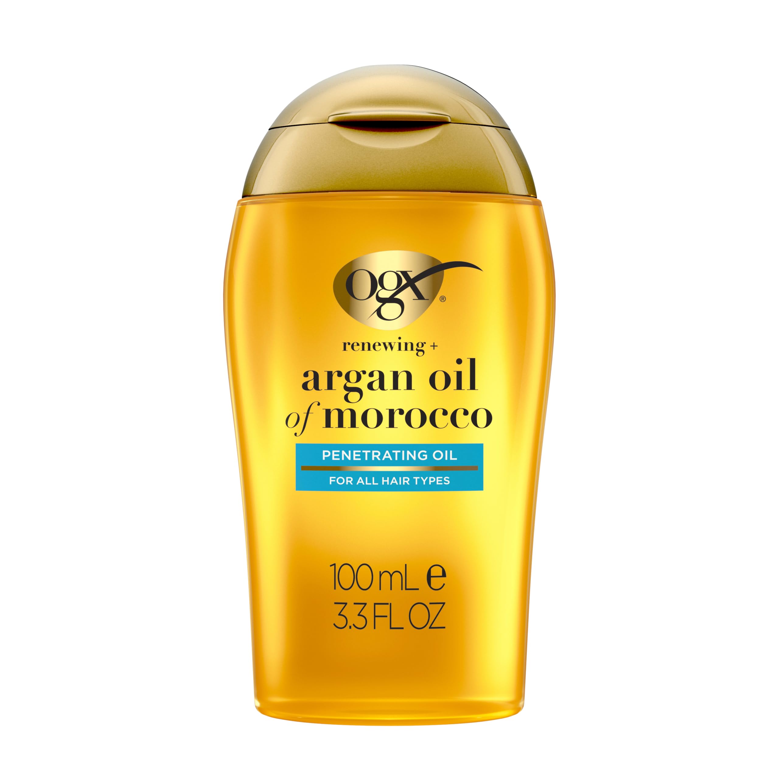 OGX Renewing + Argan Oil of Morocco, Cold-Pressed Argan Oil for Hair Penetrating Treatment & Shine, Moisturizing & Strengthening Silky Oil for All Hair Types, Paraben & Sulfate Free, 3.3 fl oz