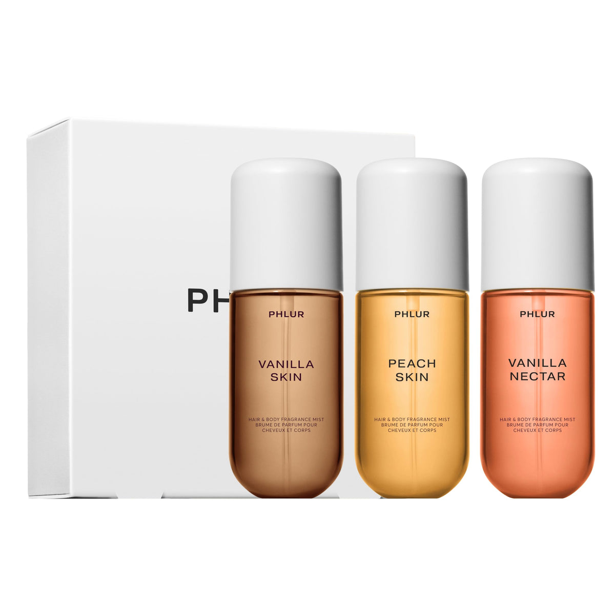 PHLUR Vanilla Peach Trio ($78 Value) Hair & Body Mist Set, 3 Oz Each