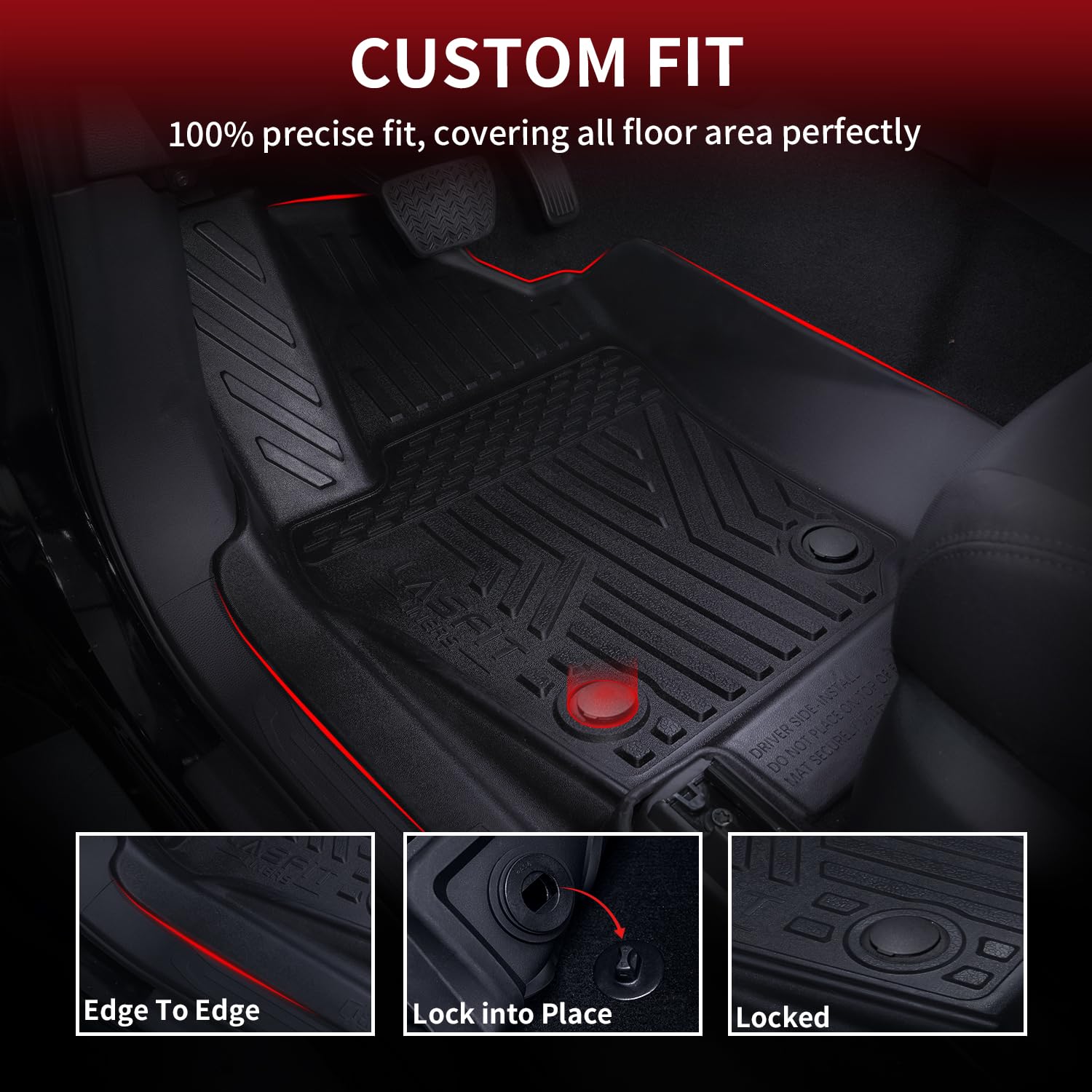 LASFIT Floor Mats for Toyota Tacoma 2024 2025 2026 Double Cab Auto Tran (Not fit Hybrid) All Weather Floor Liner for Tacoma TRD/SR/SR5/limited TPE Custom Fit Car Mats Front&Rear 2 Row Mats