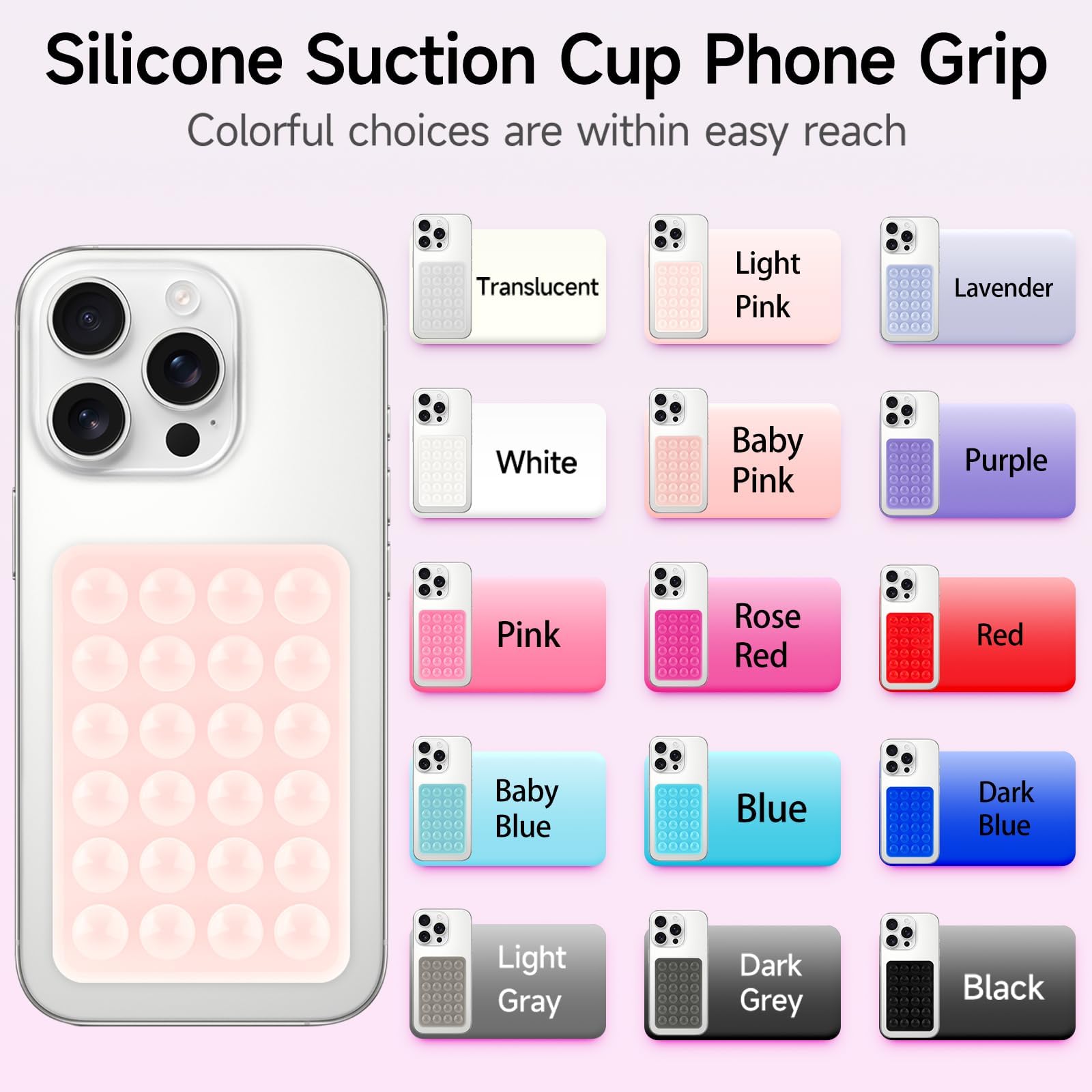 Yojaro 2 Pack Silicone Suction Phone Case Mount, Silicon Adhesive Smartphones Stand Sticky, Non Slip Suction Cup, Hands-Free Phone Accessories Holder for Selfies and Videos Translucent